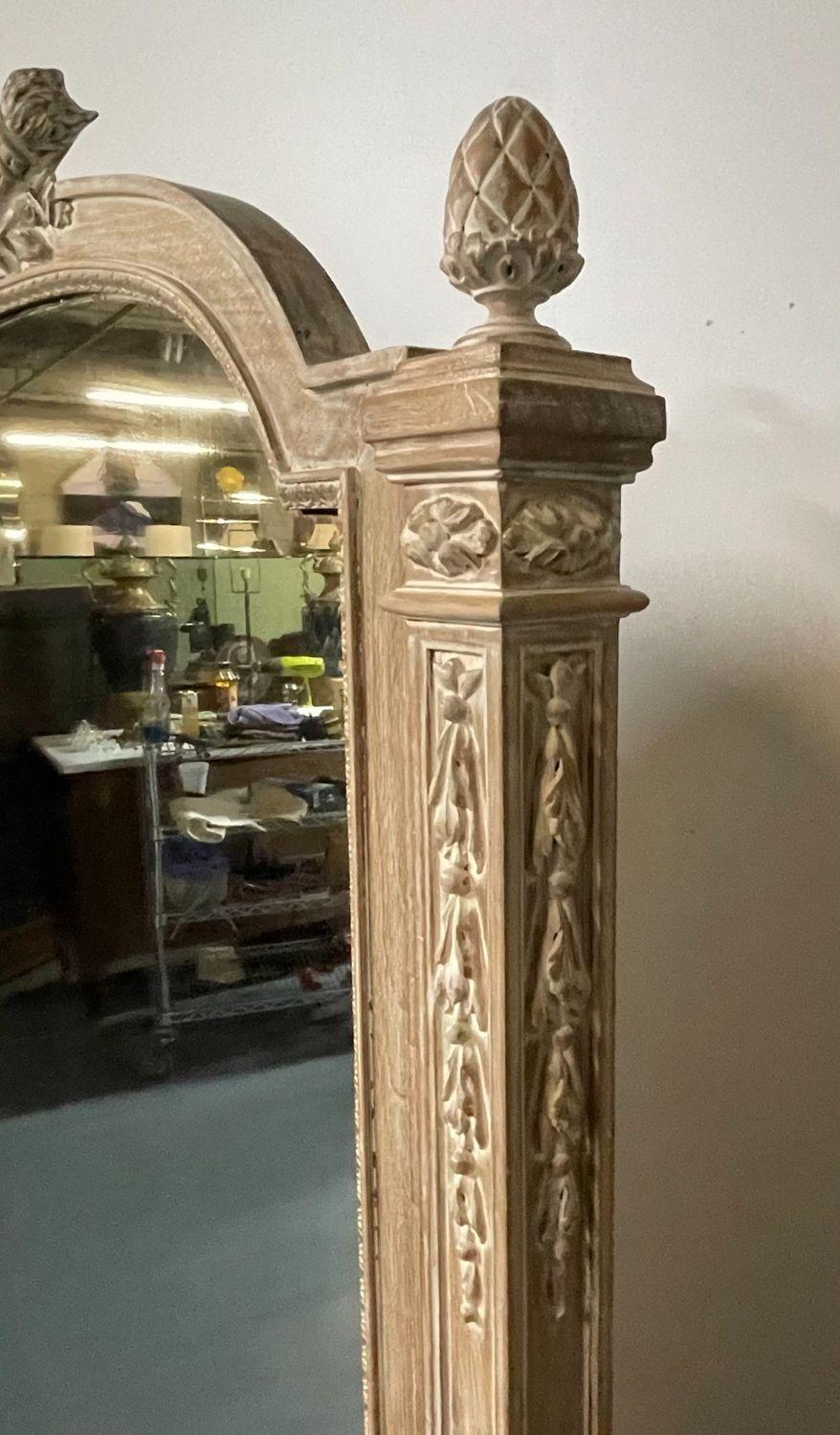 20th Century 19th Century Cheval, Floor Mirror, Louis XVI, Whitewashed, Standing Mirror For Sale