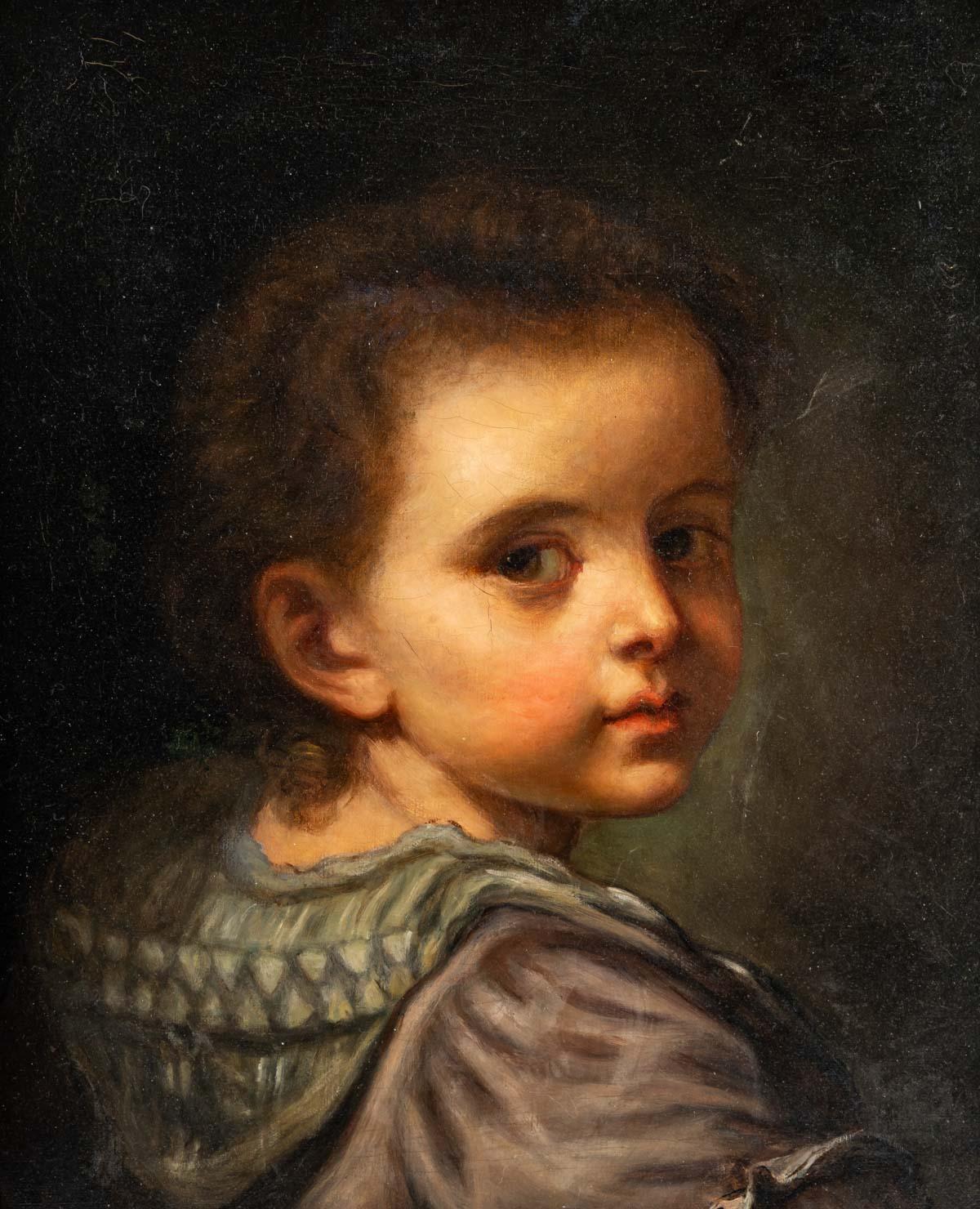 Huilé Portrait d'enfant du XIXe siècle, 1820 en vente