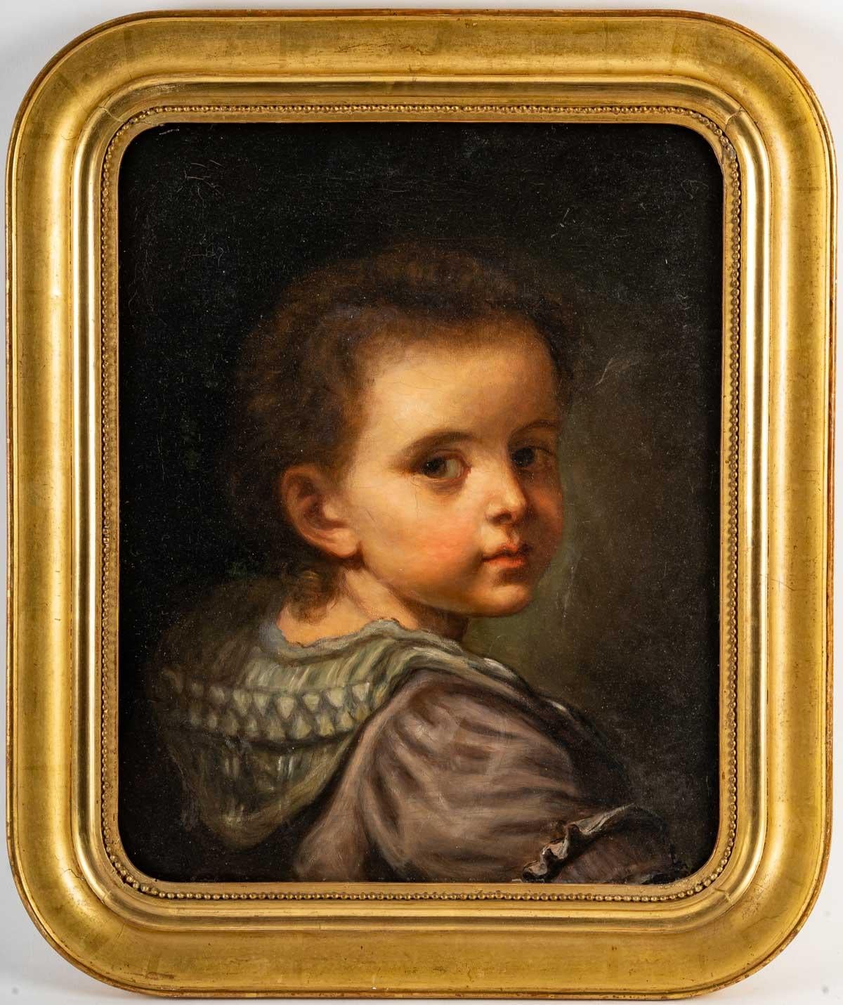 Louis XVI 19th Century Child Portrait, 1820 For Sale