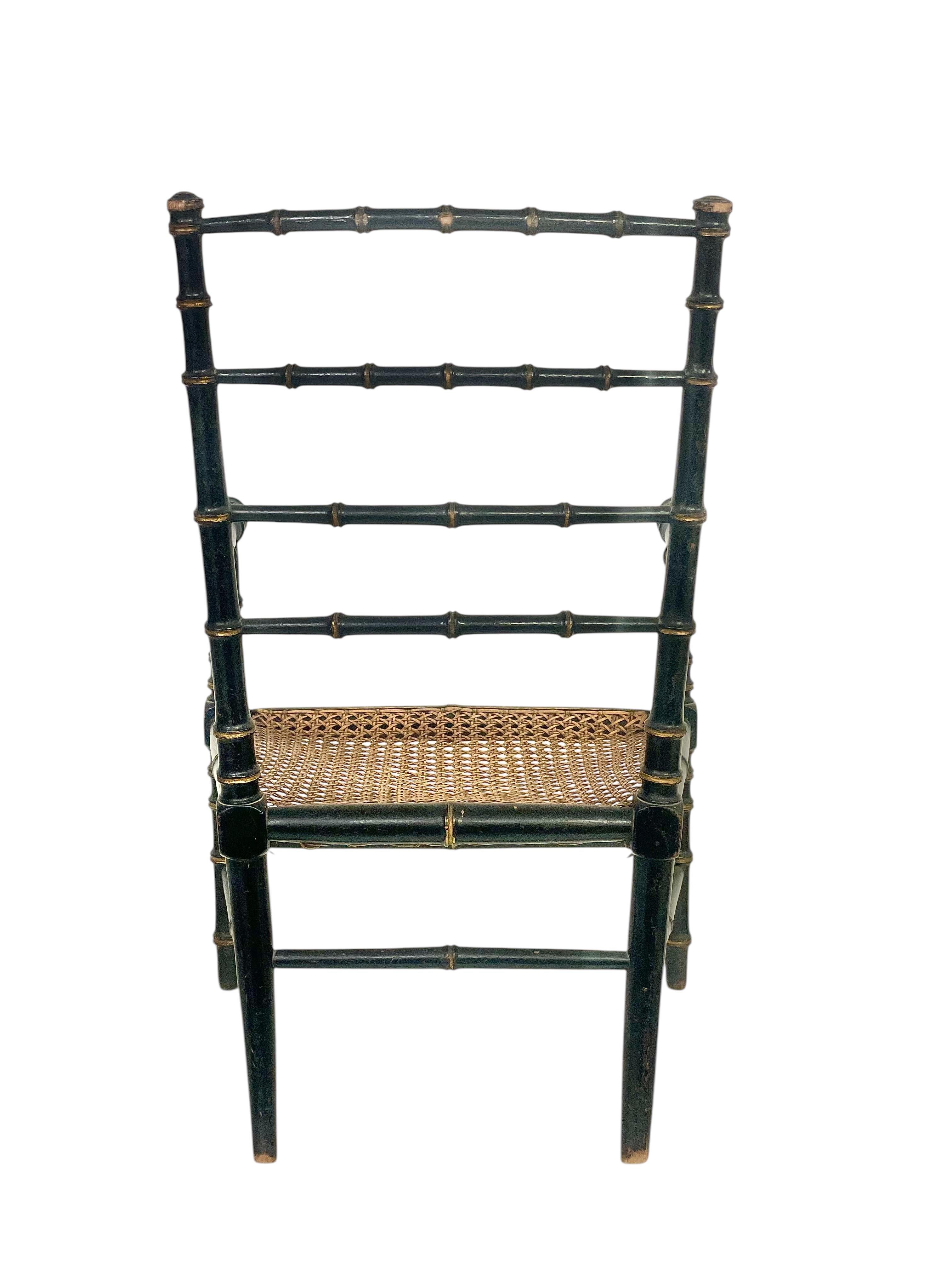 19th Century Faux Bamboo and Caned Children’s Chair For Sale 5