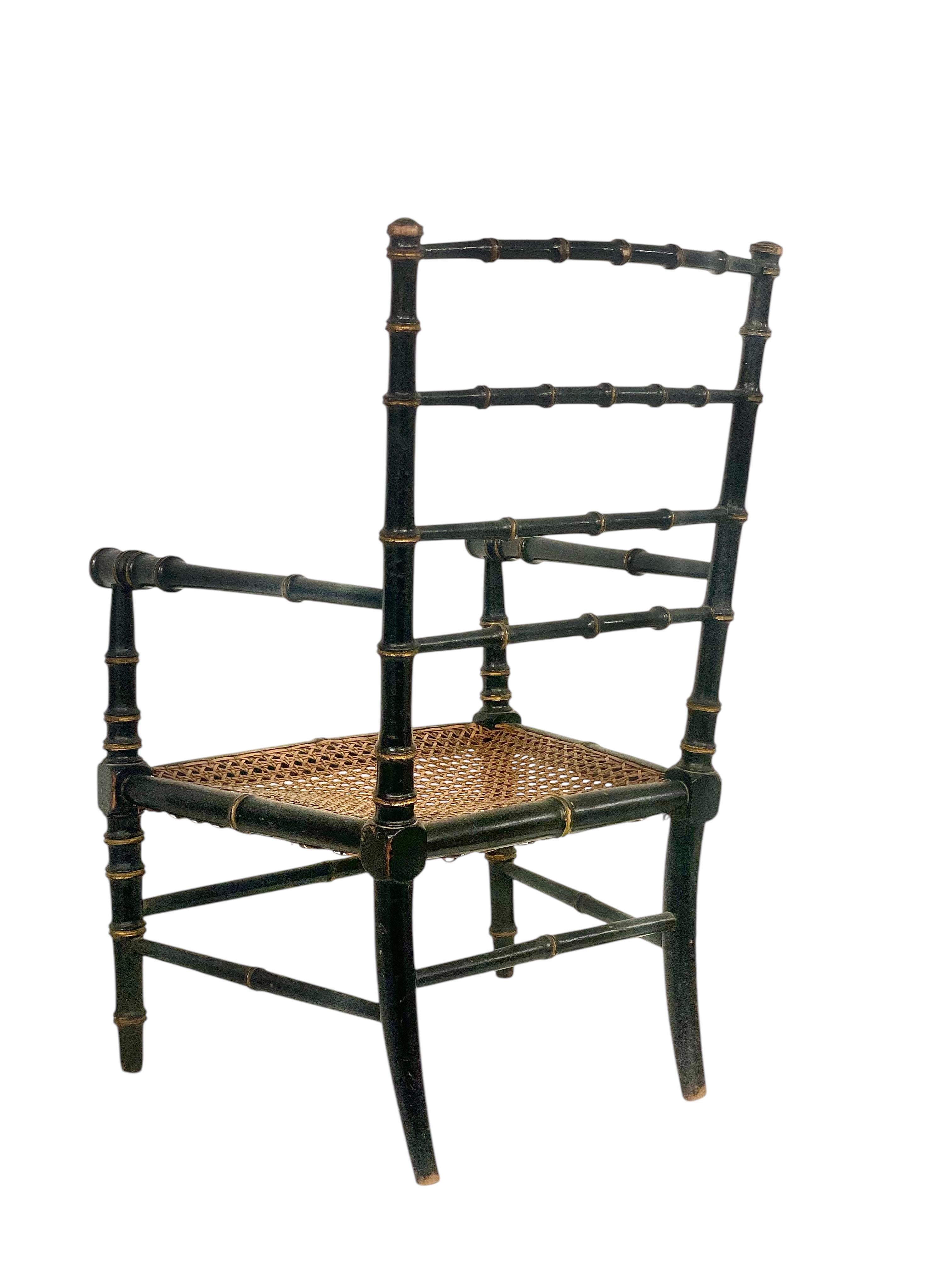19th Century Faux Bamboo and Caned Children’s Chair For Sale 6