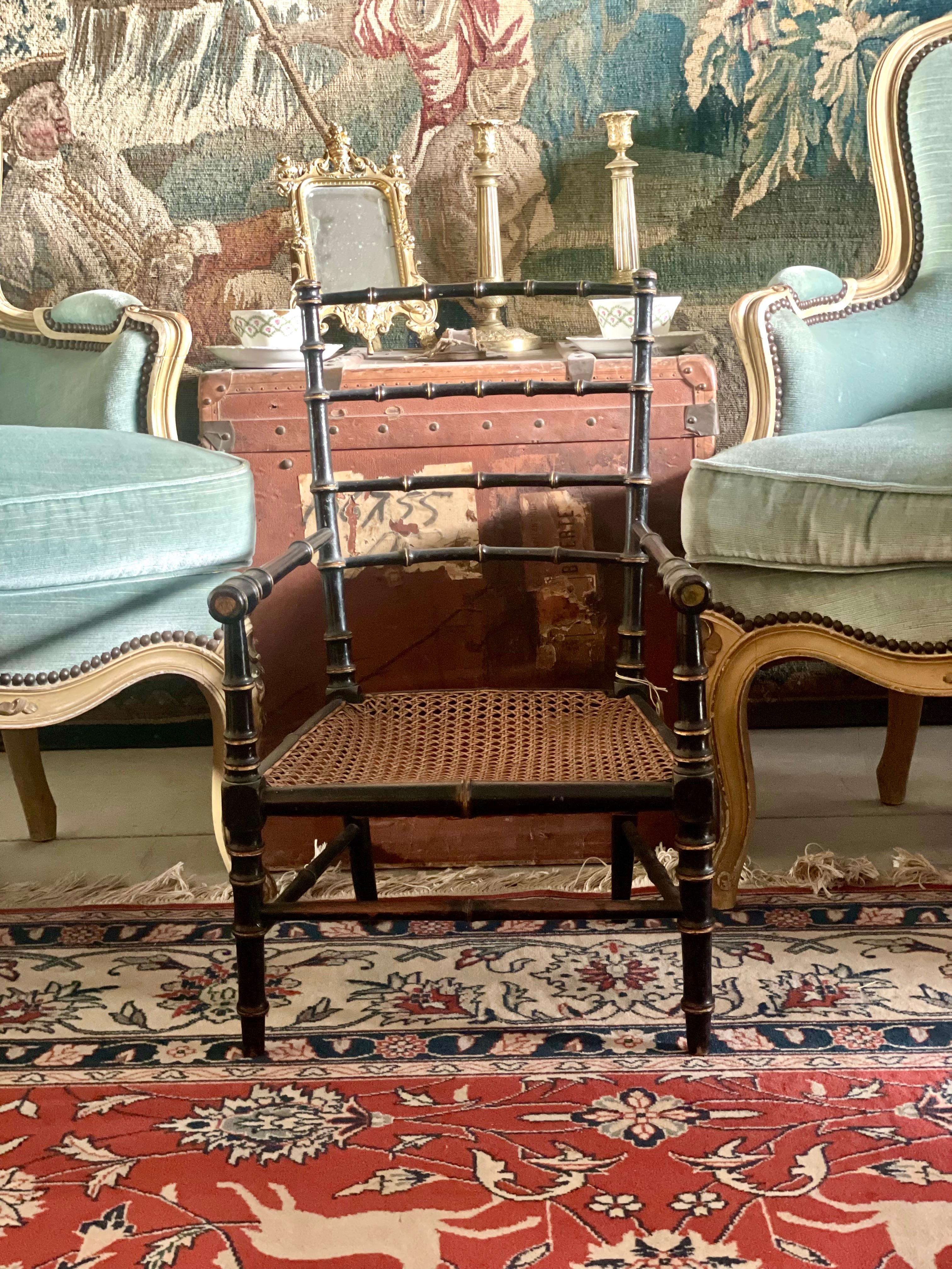 19th Century Faux Bamboo and Caned Children’s Chair For Sale 7