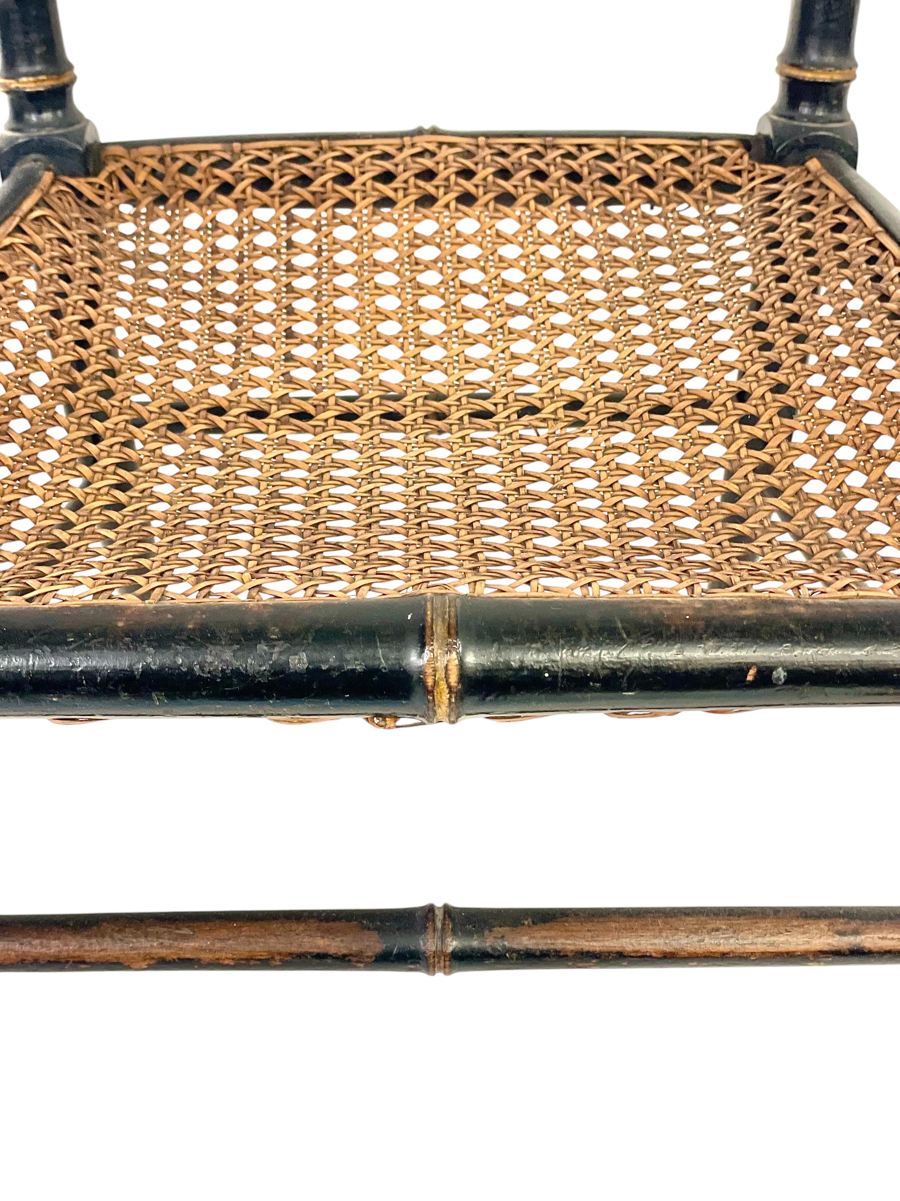 French 19th Century Faux Bamboo and Caned Children’s Chair For Sale