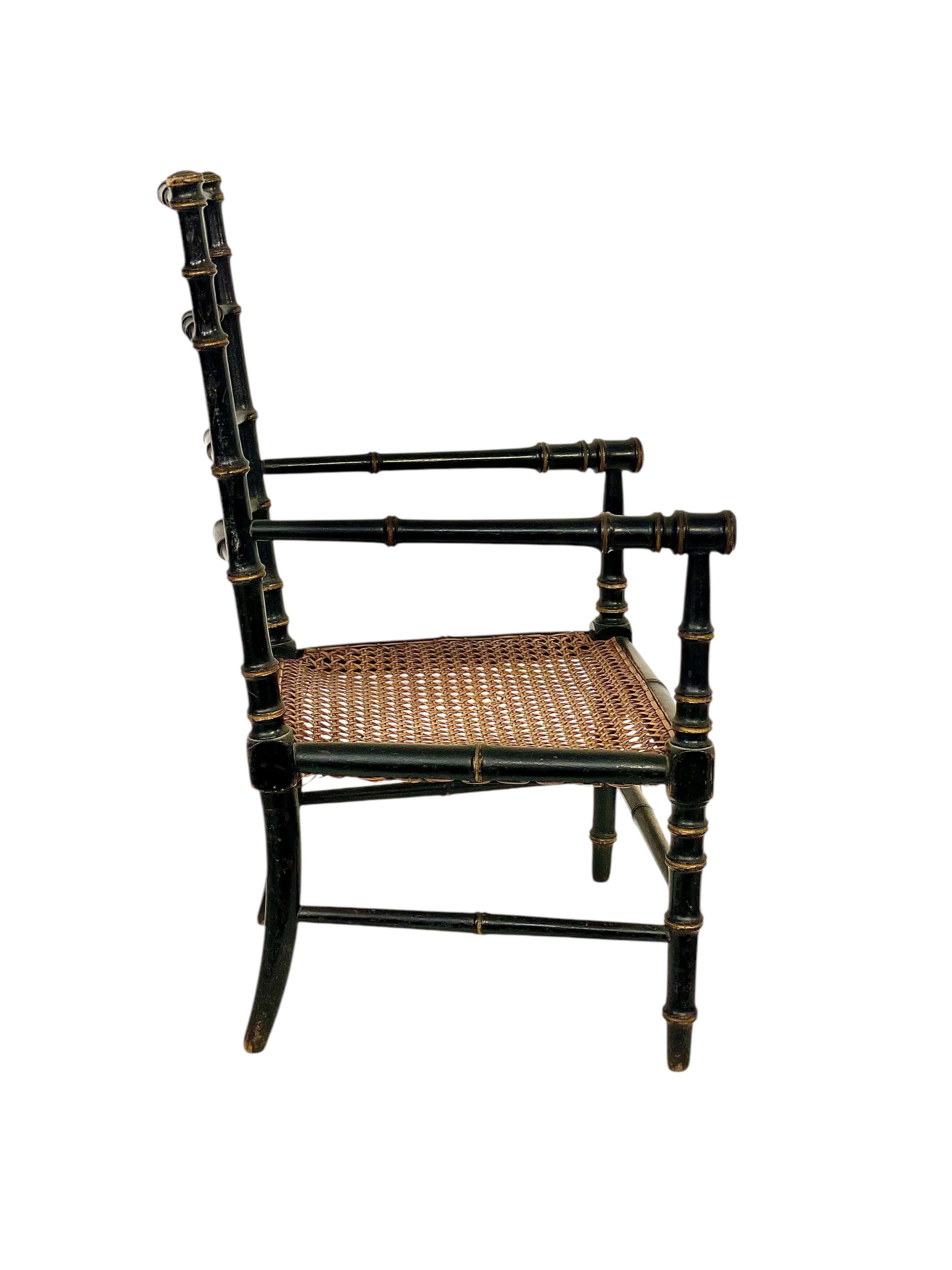 19th Century Faux Bamboo and Caned Children’s Chair For Sale 1