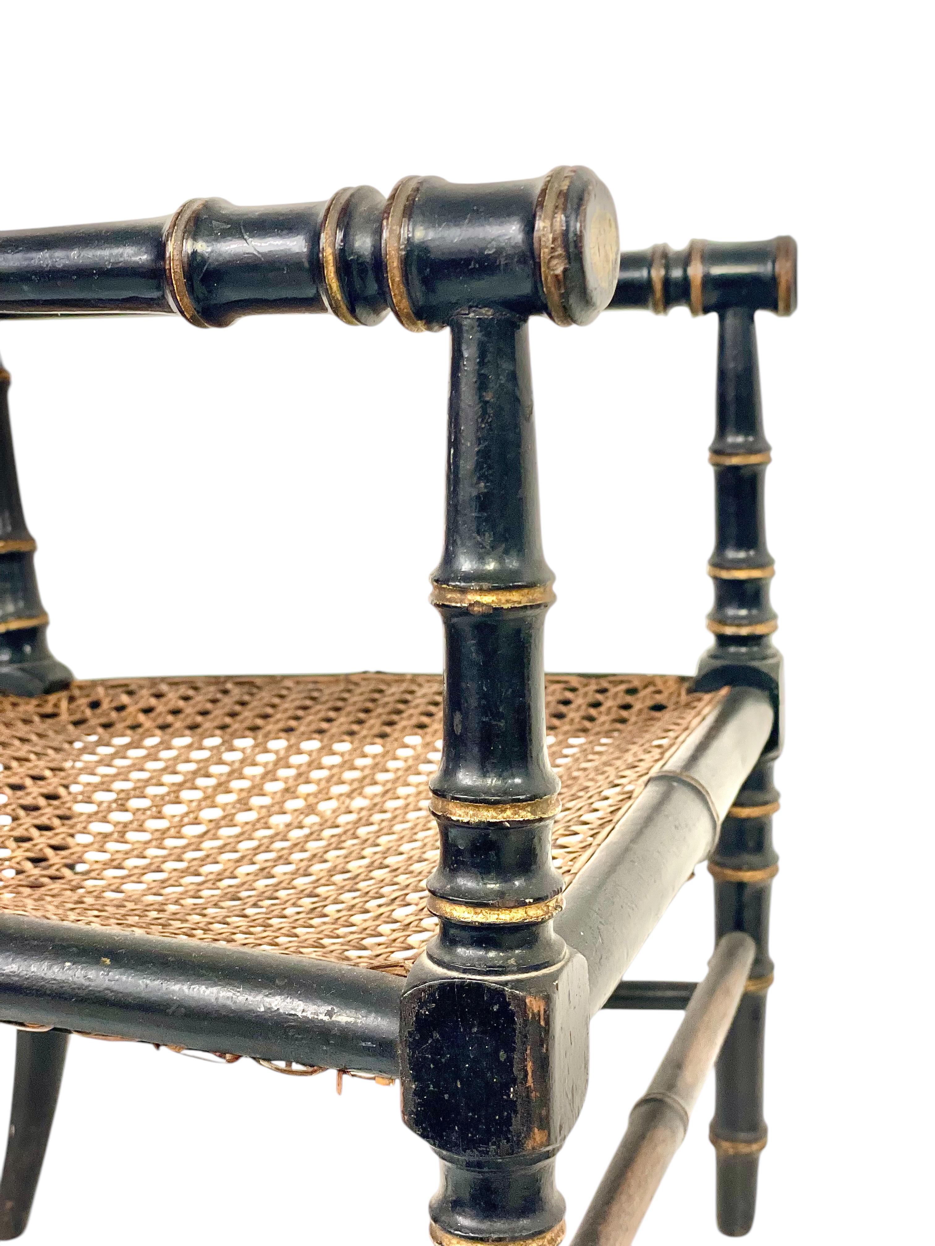 19th Century Faux Bamboo and Caned Children’s Chair For Sale 2