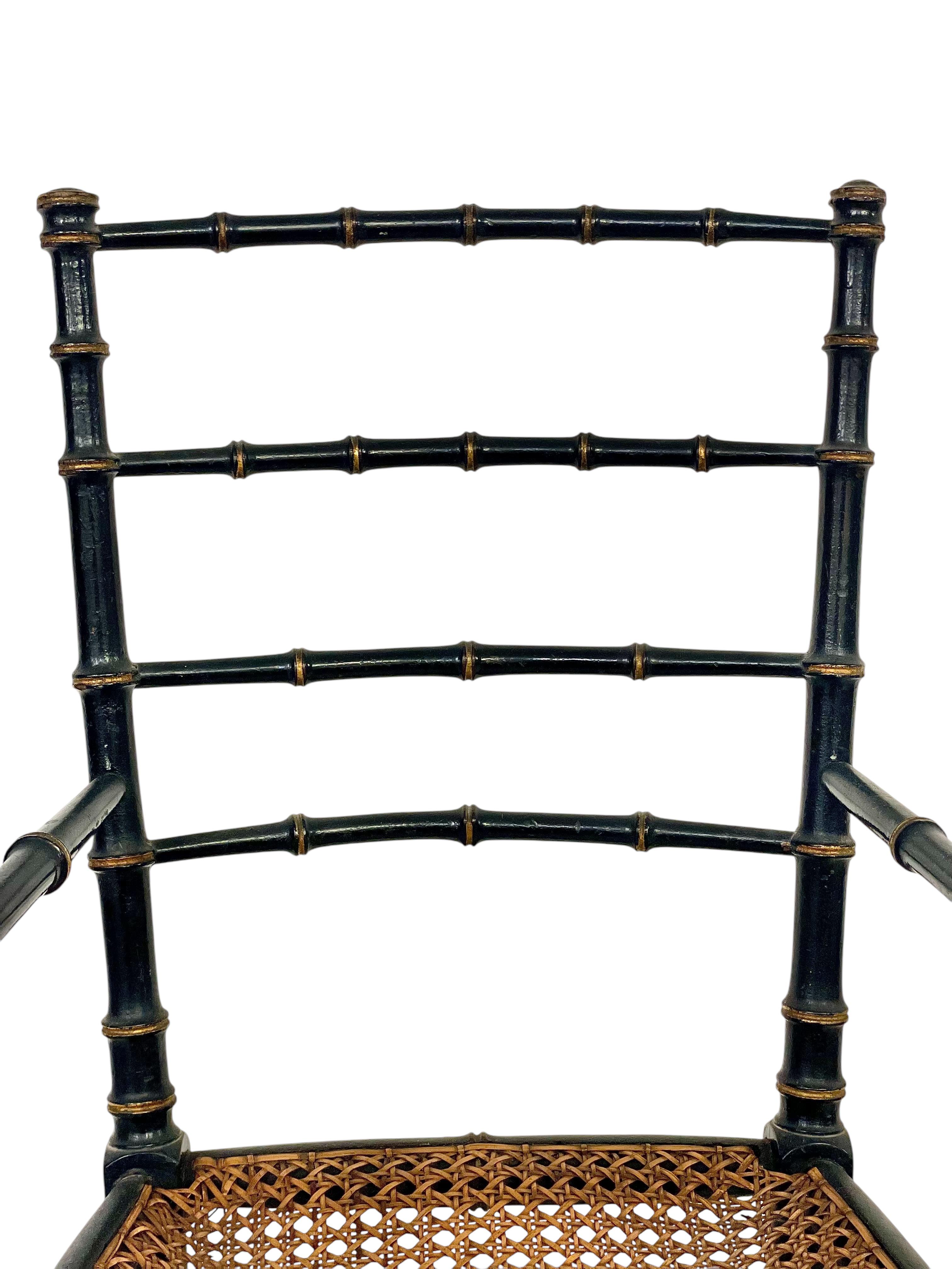 19th Century Faux Bamboo and Caned Children’s Chair For Sale 3