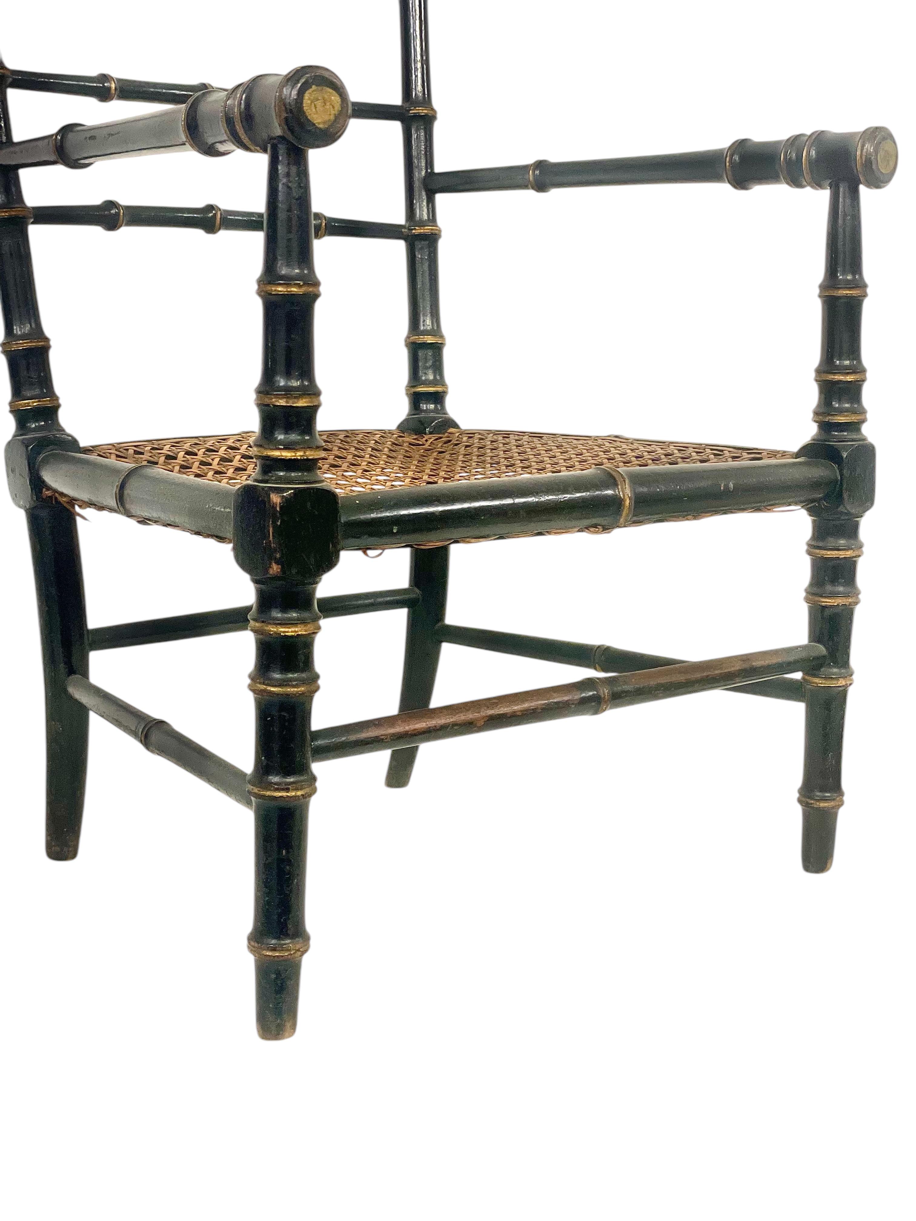 19th Century Faux Bamboo and Caned Children’s Chair For Sale 4