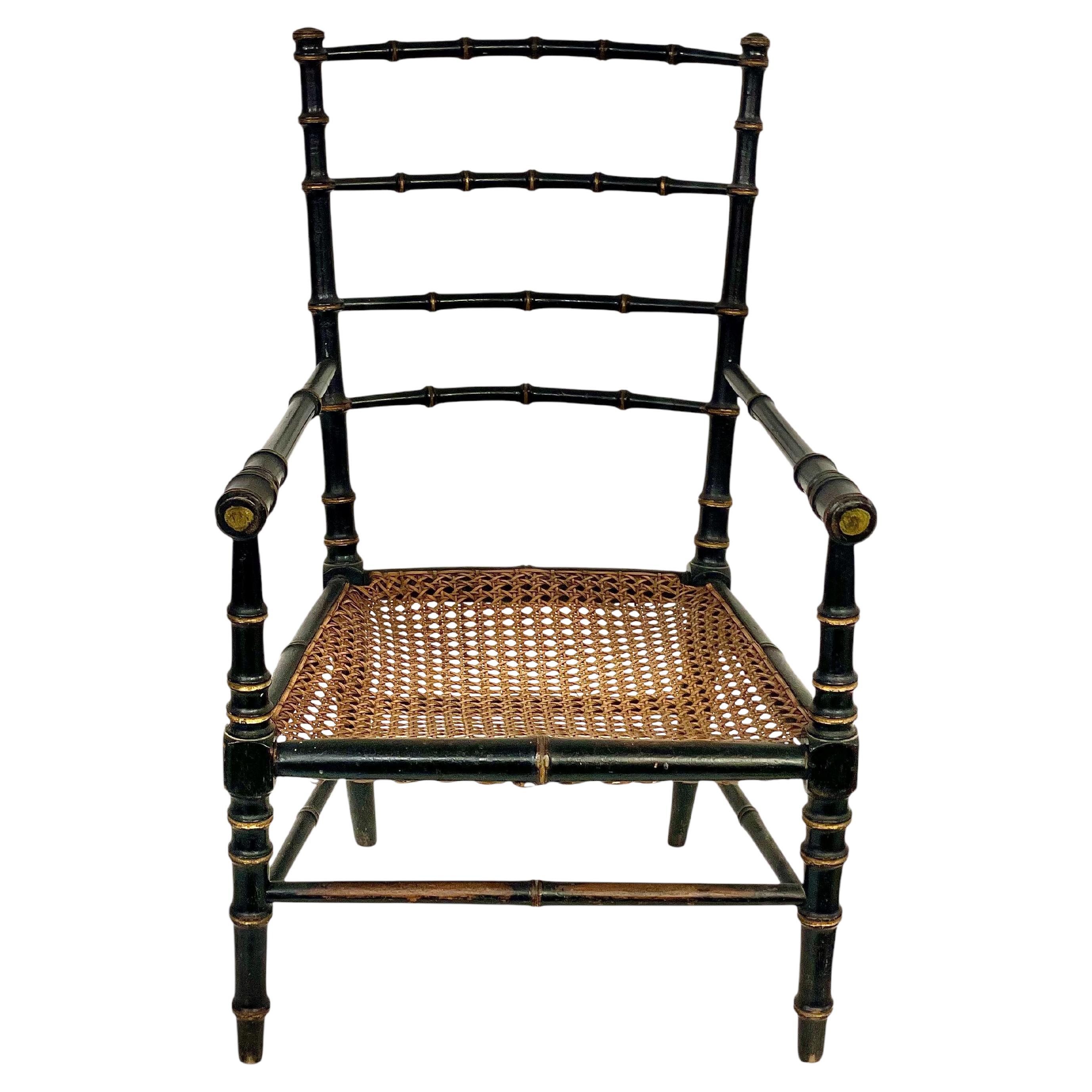 19th Century Faux Bamboo and Caned Children’s Chair