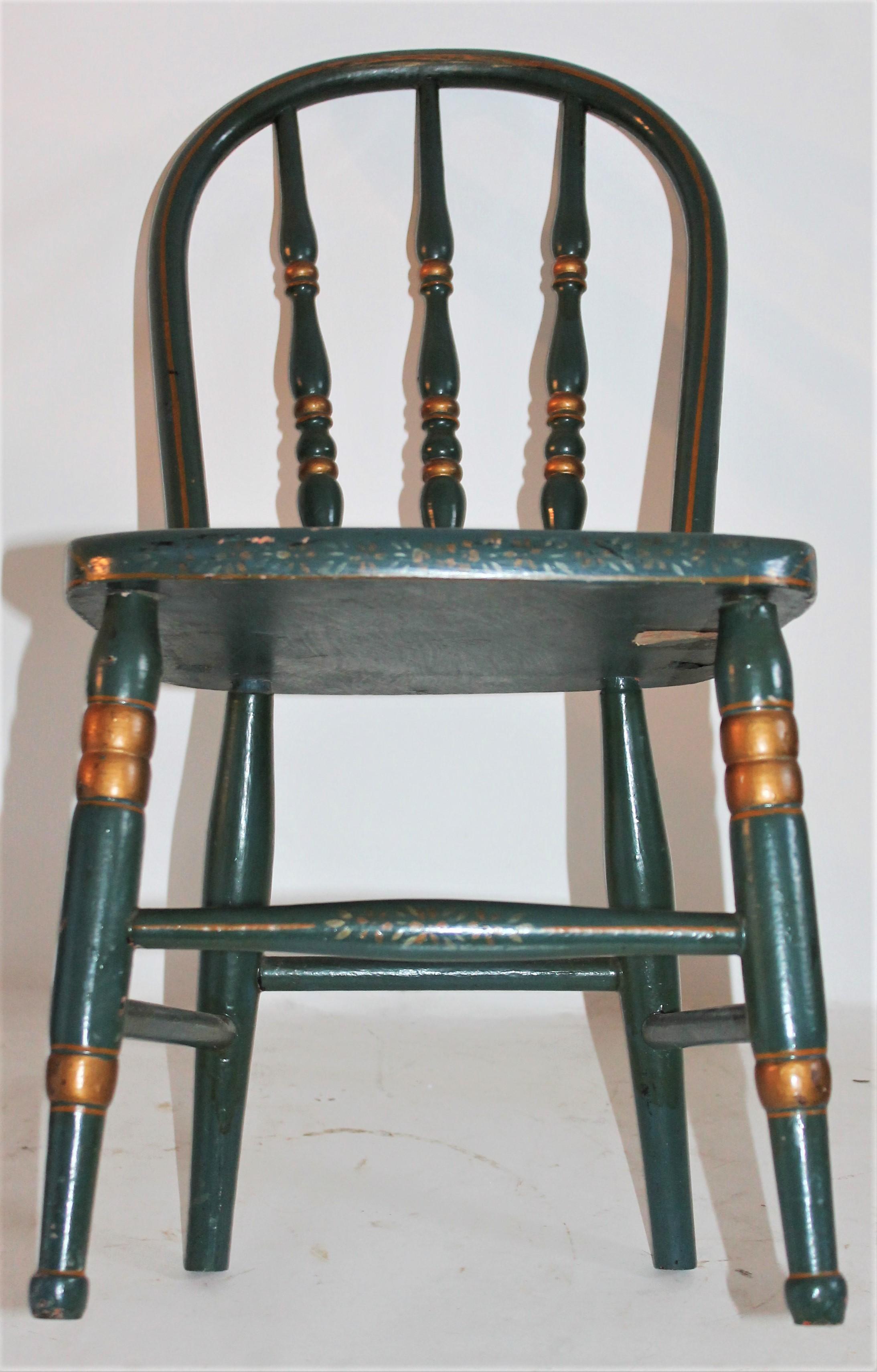Hand-Crafted 19th Century Children's Painted Chair For Sale