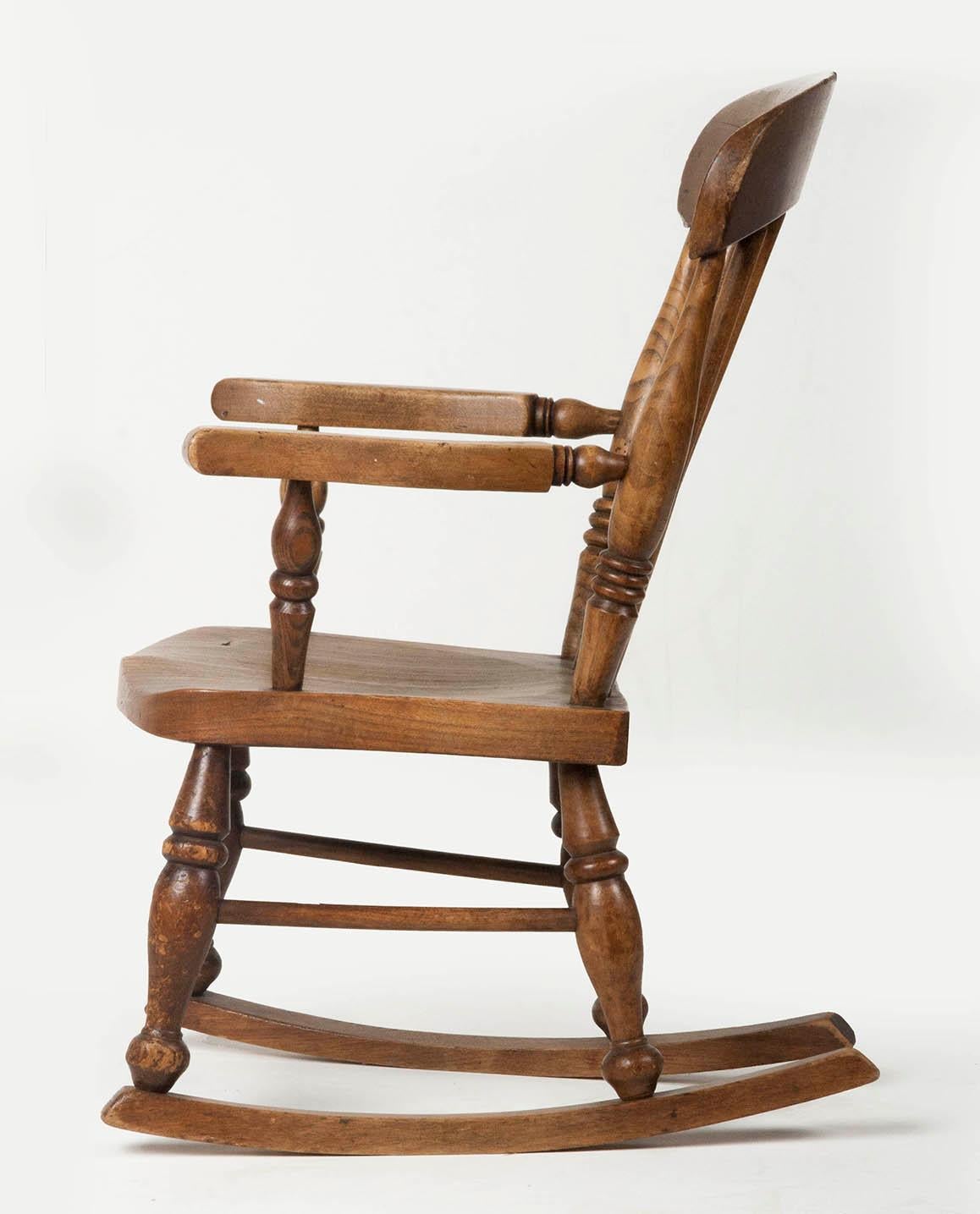 This charming rocking chair is the favourite of every child. Suitable for children from around 2 to 8 years.
The chair was made in England, circa 1900. It is a variant of the well-known English Windsor model.