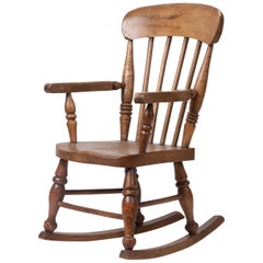 Antique 19th Century Children's Rocking Chair Beechwood