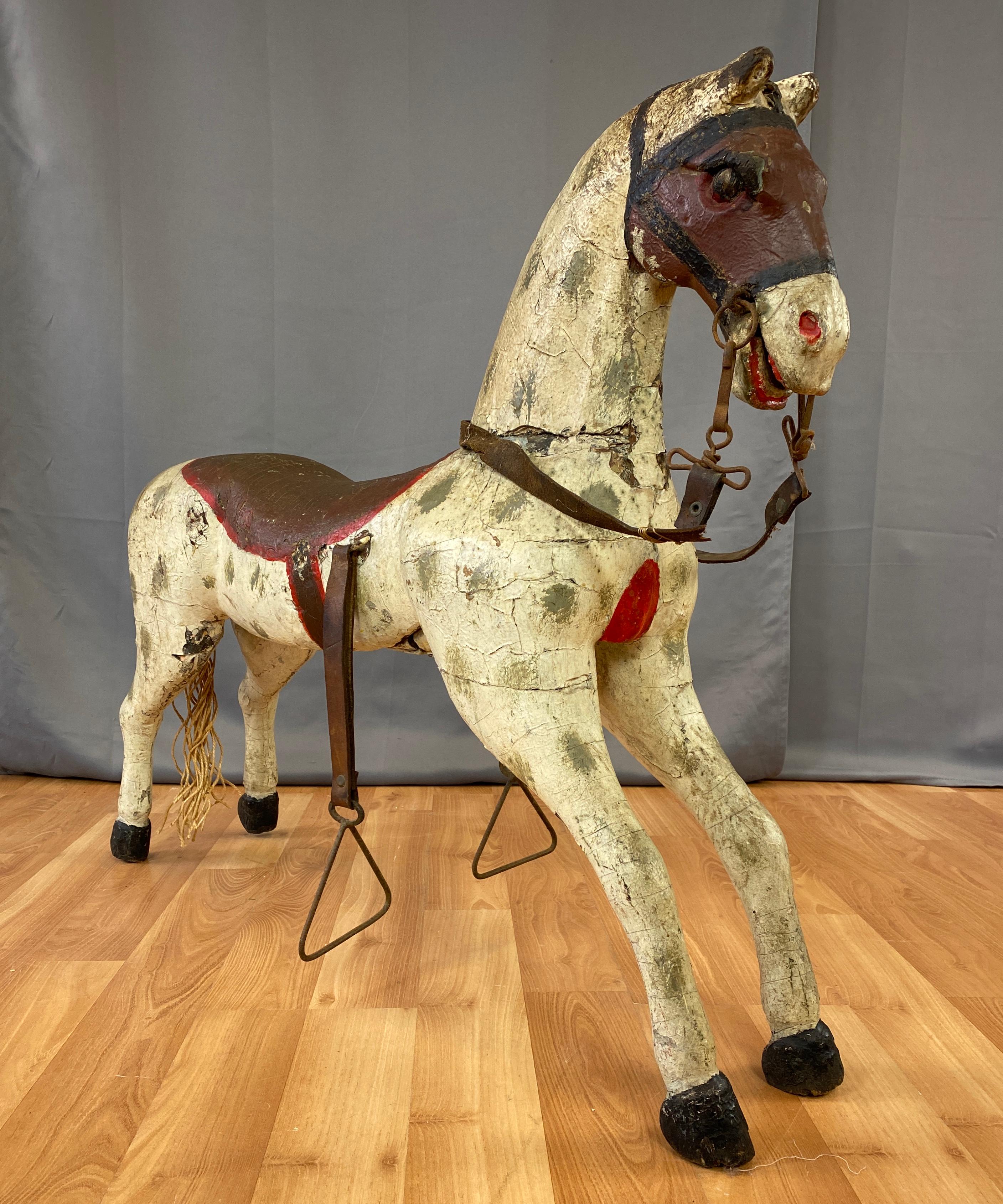American 19th Century Childs Painted Wood Carousel Horse