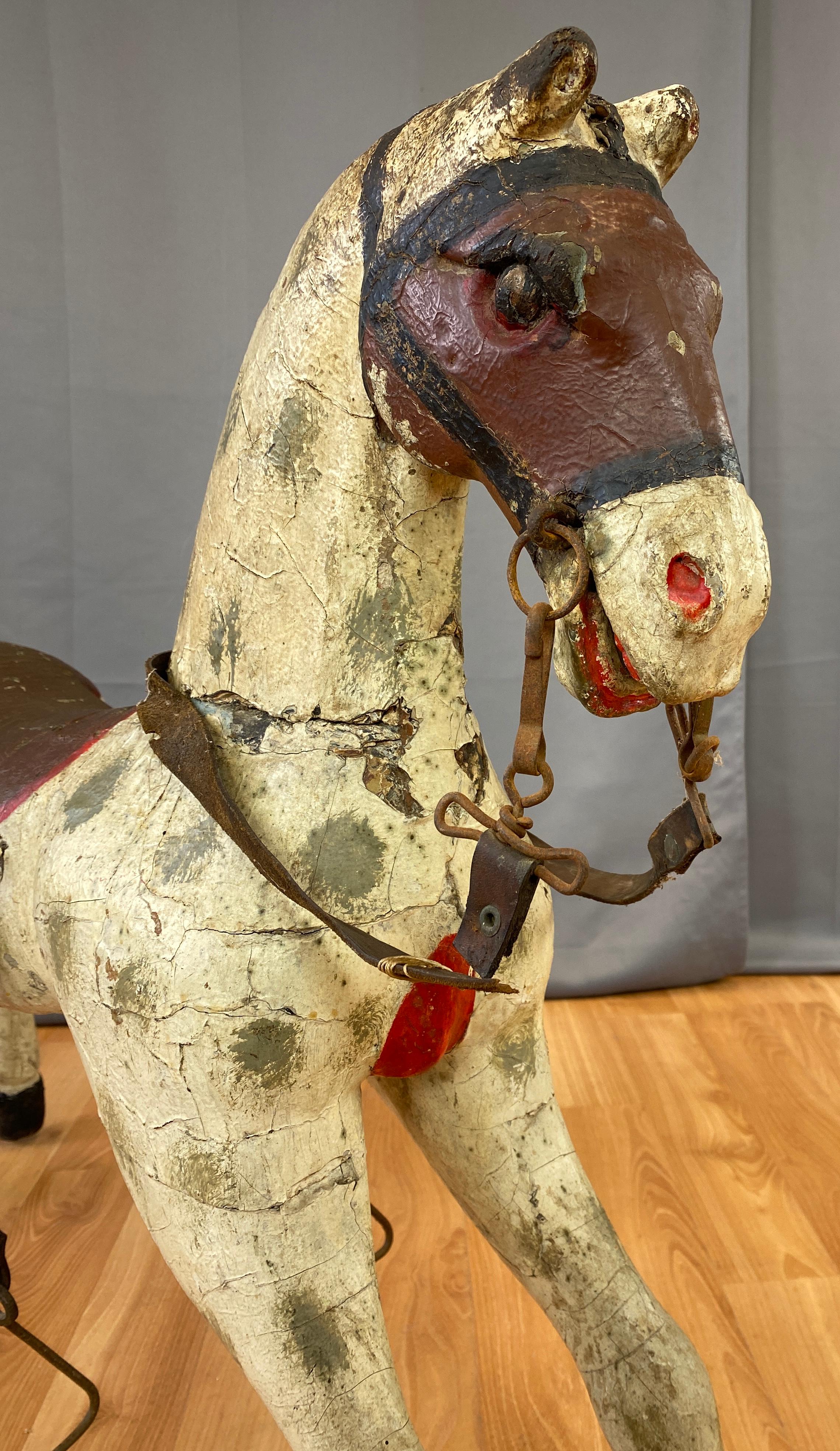 19th Century Childs Painted Wood Carousel Horse In Distressed Condition In San Francisco, CA