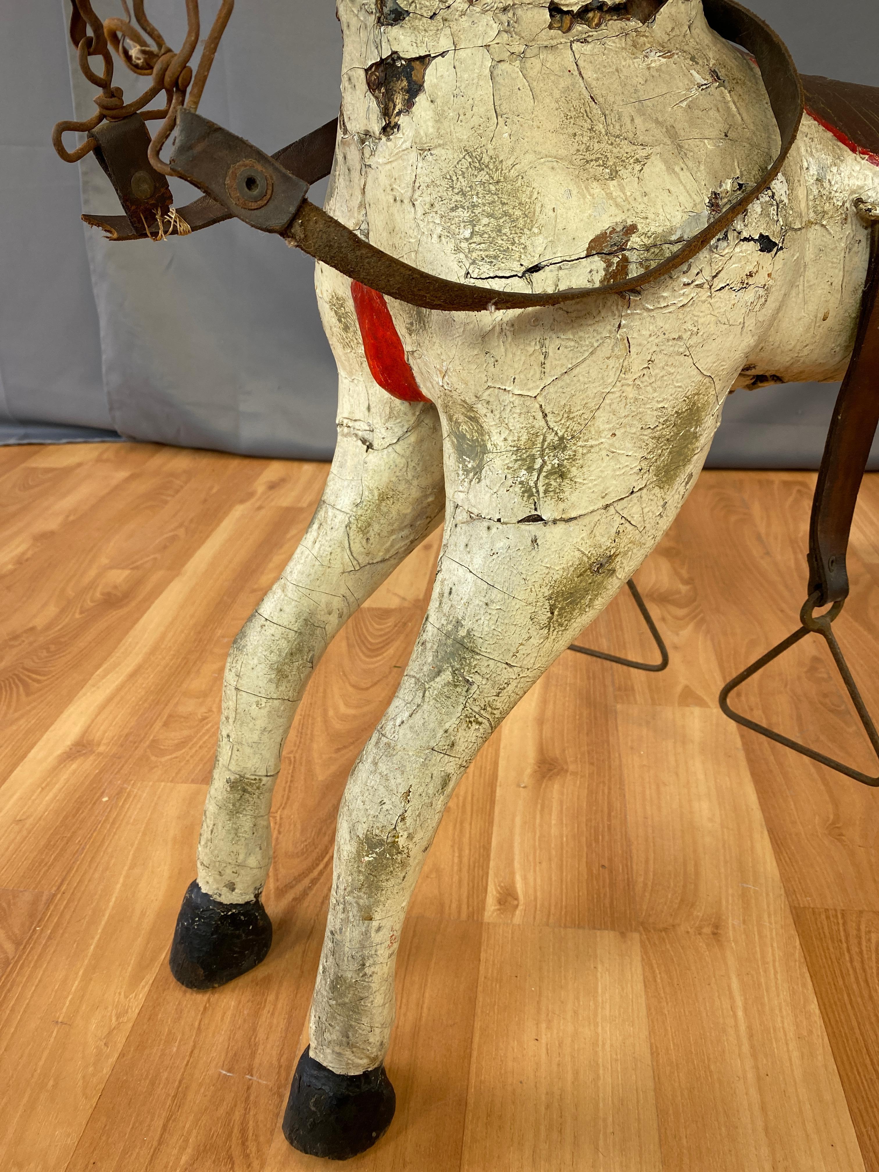 Metal 19th Century Childs Painted Wood Carousel Horse