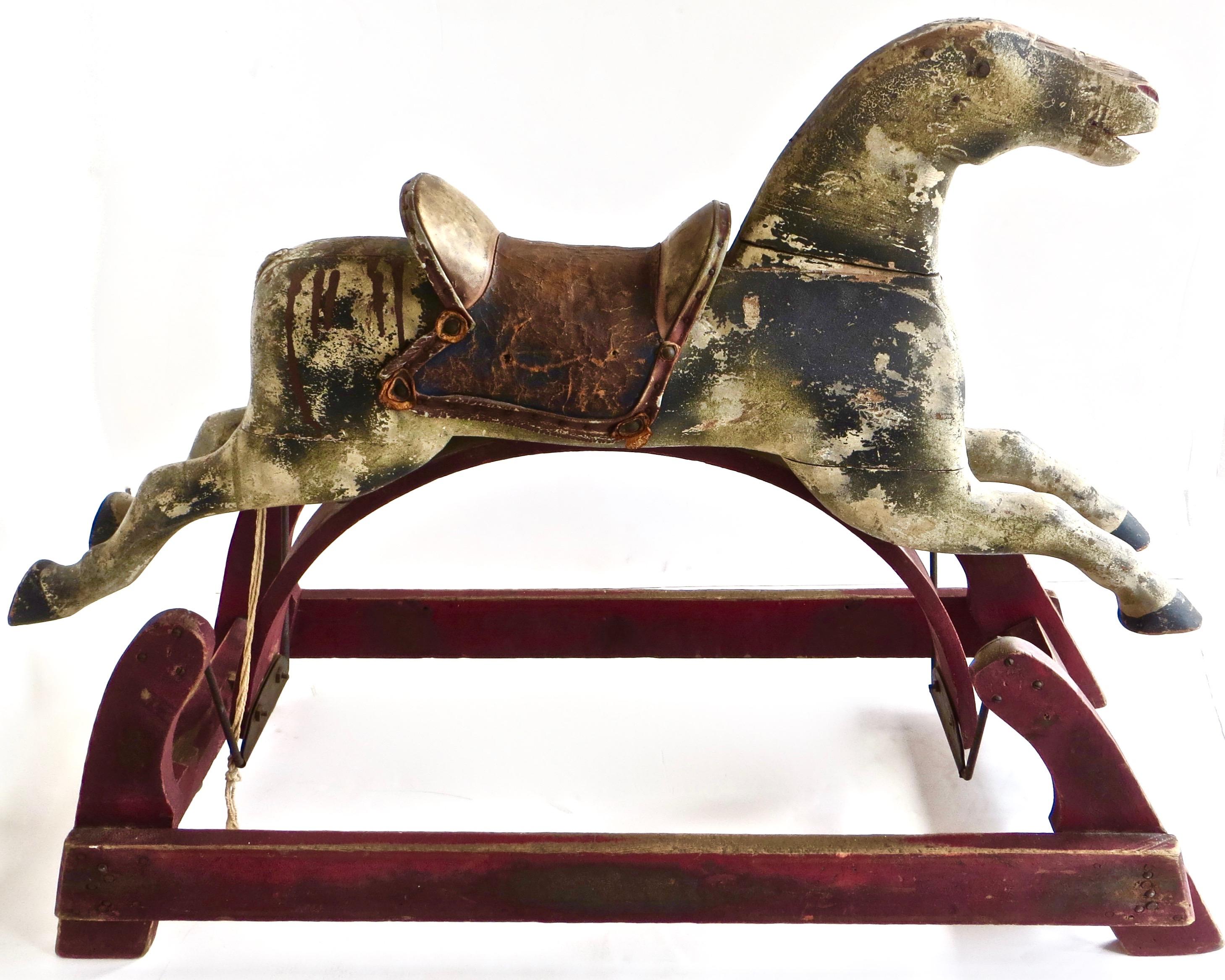 Folk Art 19th Century Child's Platform Rocking Horse 