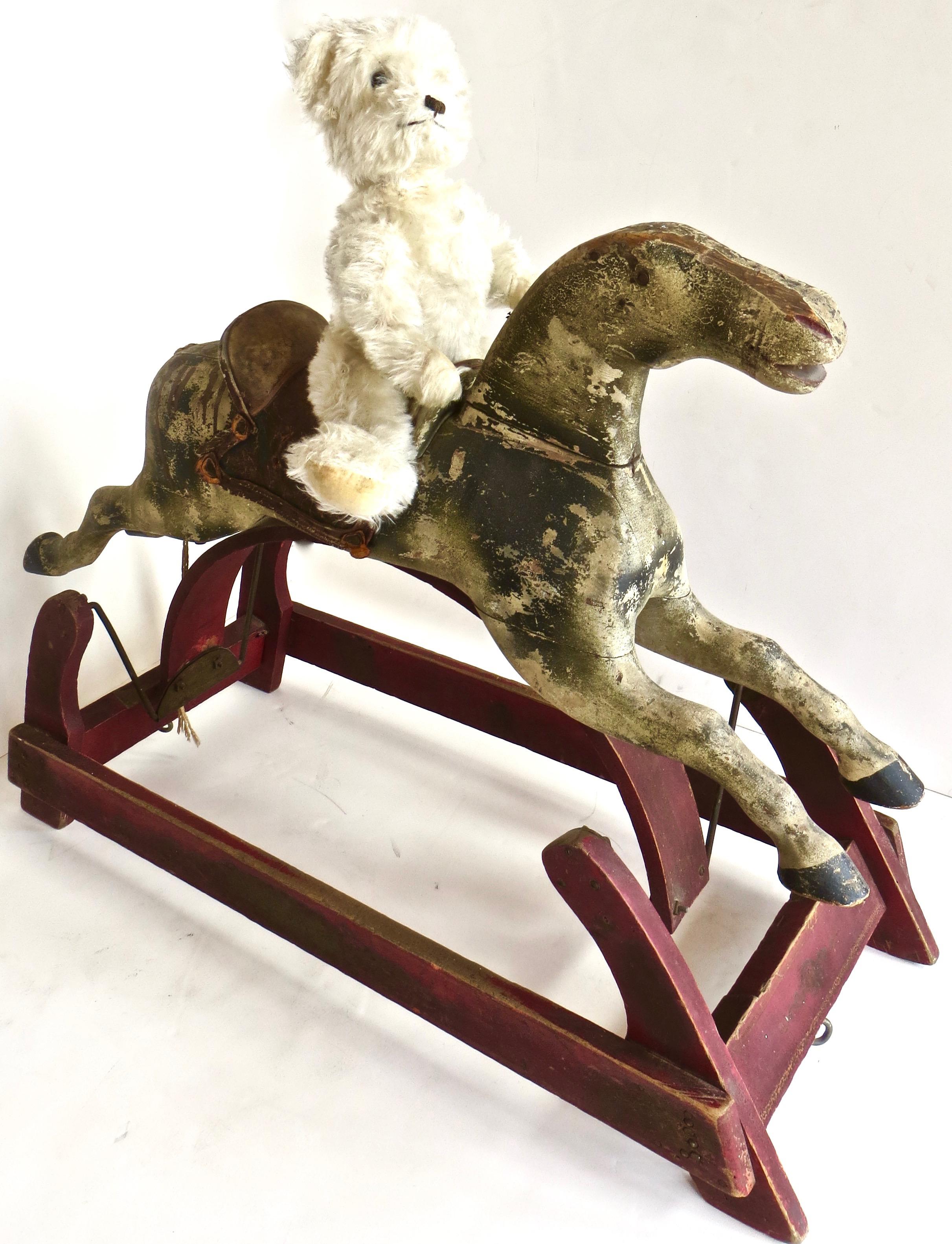Hand-Carved 19th Century Child's Platform Rocking Horse 