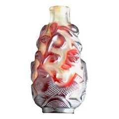 Antique 19th Century China Overlay Bottle