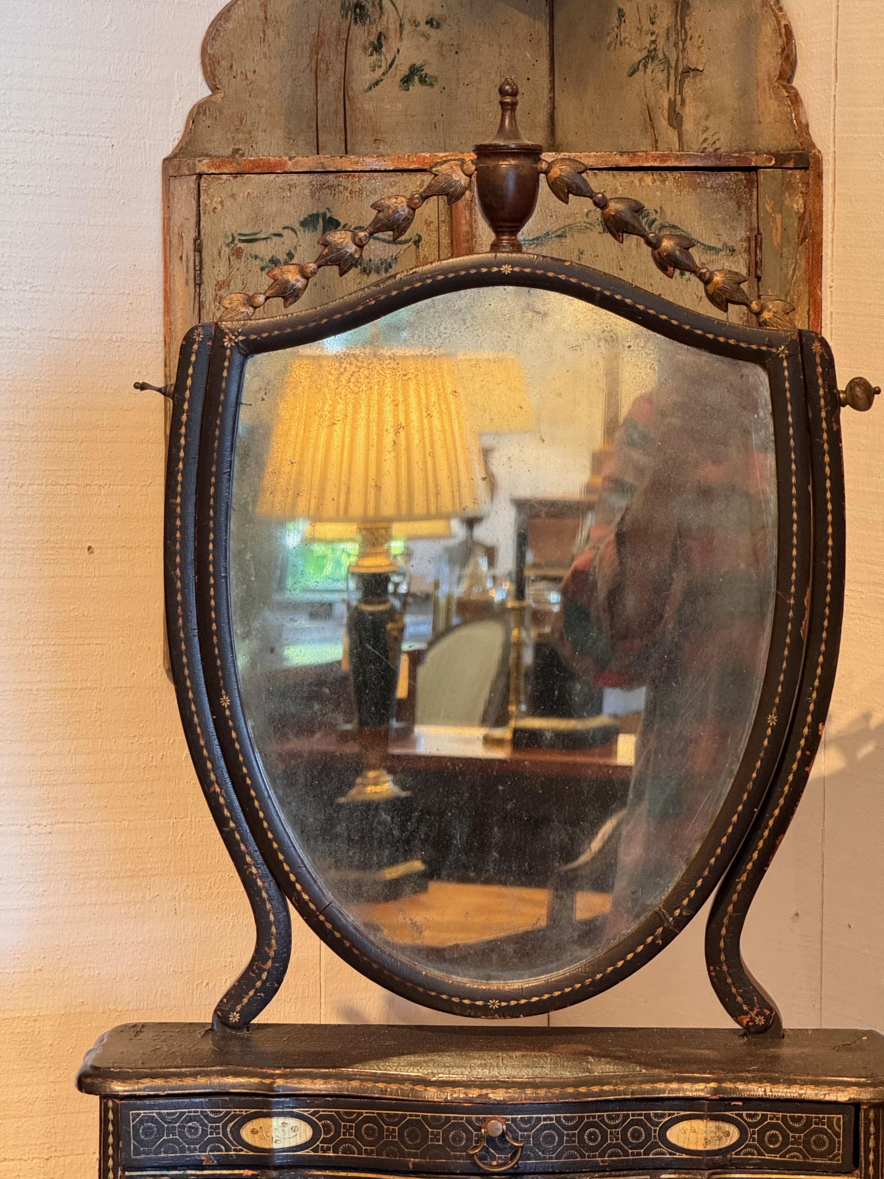 XIXe siècle Miroir de coiffeuse laqué du 19e siècle, commerce de Chine en vente