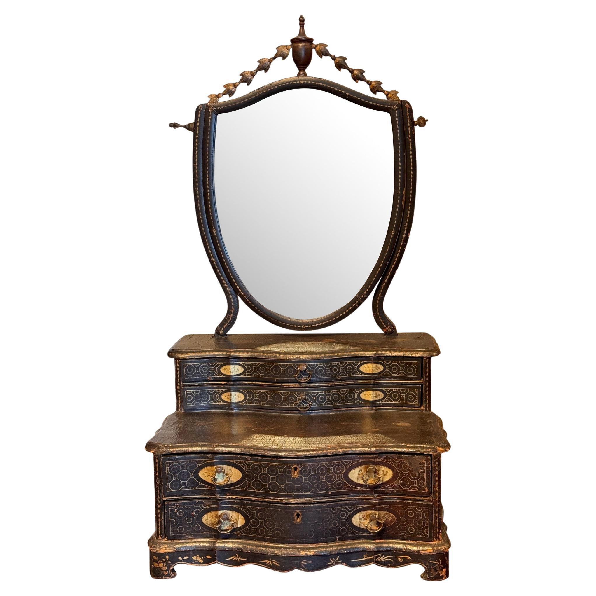 Miroir de coiffeuse laqué du 19e siècle, commerce de Chine
