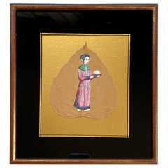 19th Century China Trade Painting on a Leaf, circa 1870s
