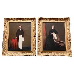 19th Century China Trade Pair of Portraits of Sea Captain and Wife