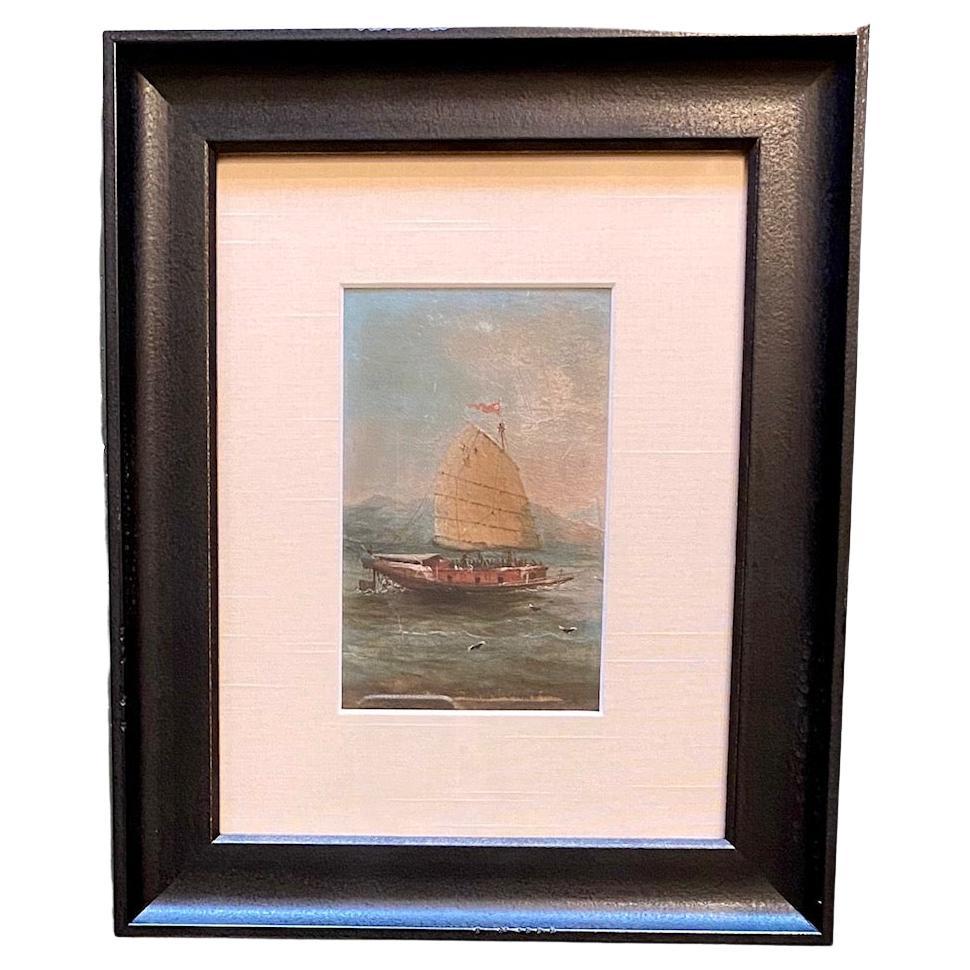 19th Century China Trade Seascape with a Junk 'one of three'