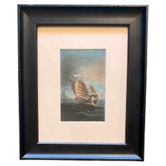 19th Century China Trade Seascape with Junk 'two of three'