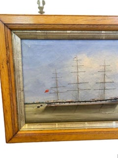 19th Century China Trade Seascape with the Ship Avon at Anchor by Lai Fong