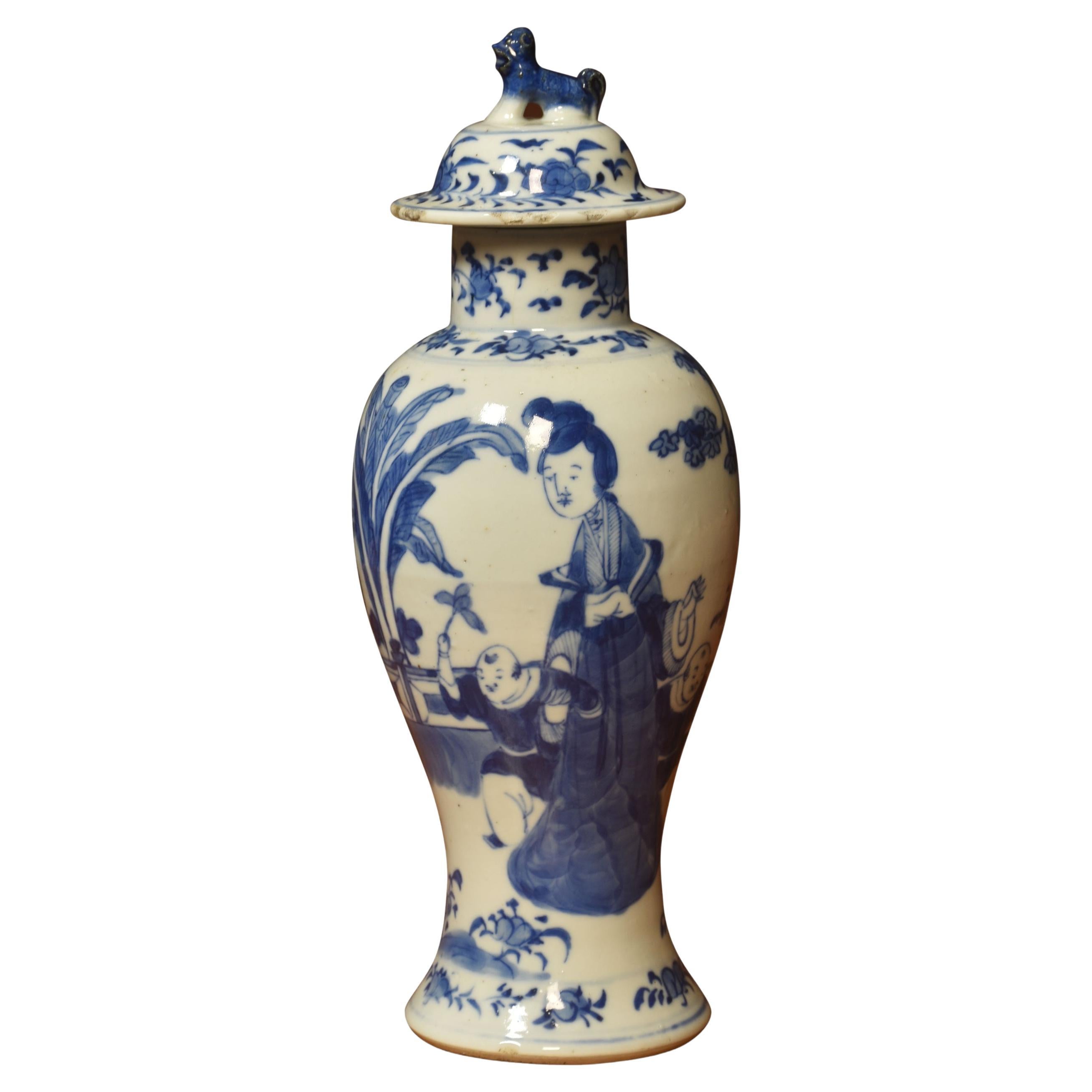 19th Century Chinease Blue and White Vase For Sale