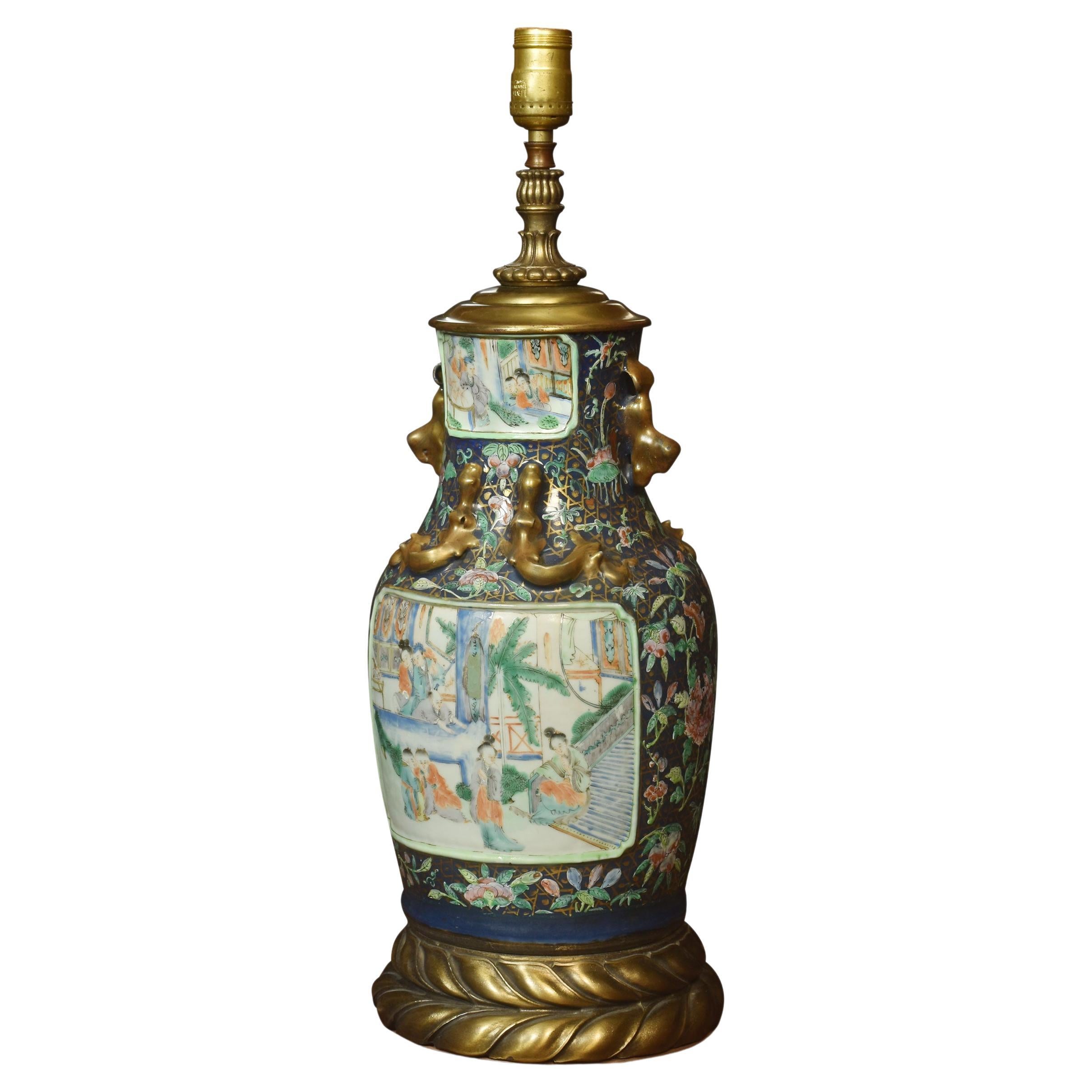 Lampe à vase chinois du 19ème siècle