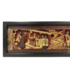 19th Century Chinese 3d Carving Wood Panel Hanging Architectural Element