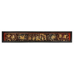 19. Jahrhundert Chinesisch 3d Carving Wood Panel hängenden architektonischen Element