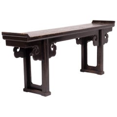 19th Century Chinese Altar Console Table with Cloud Spandrels