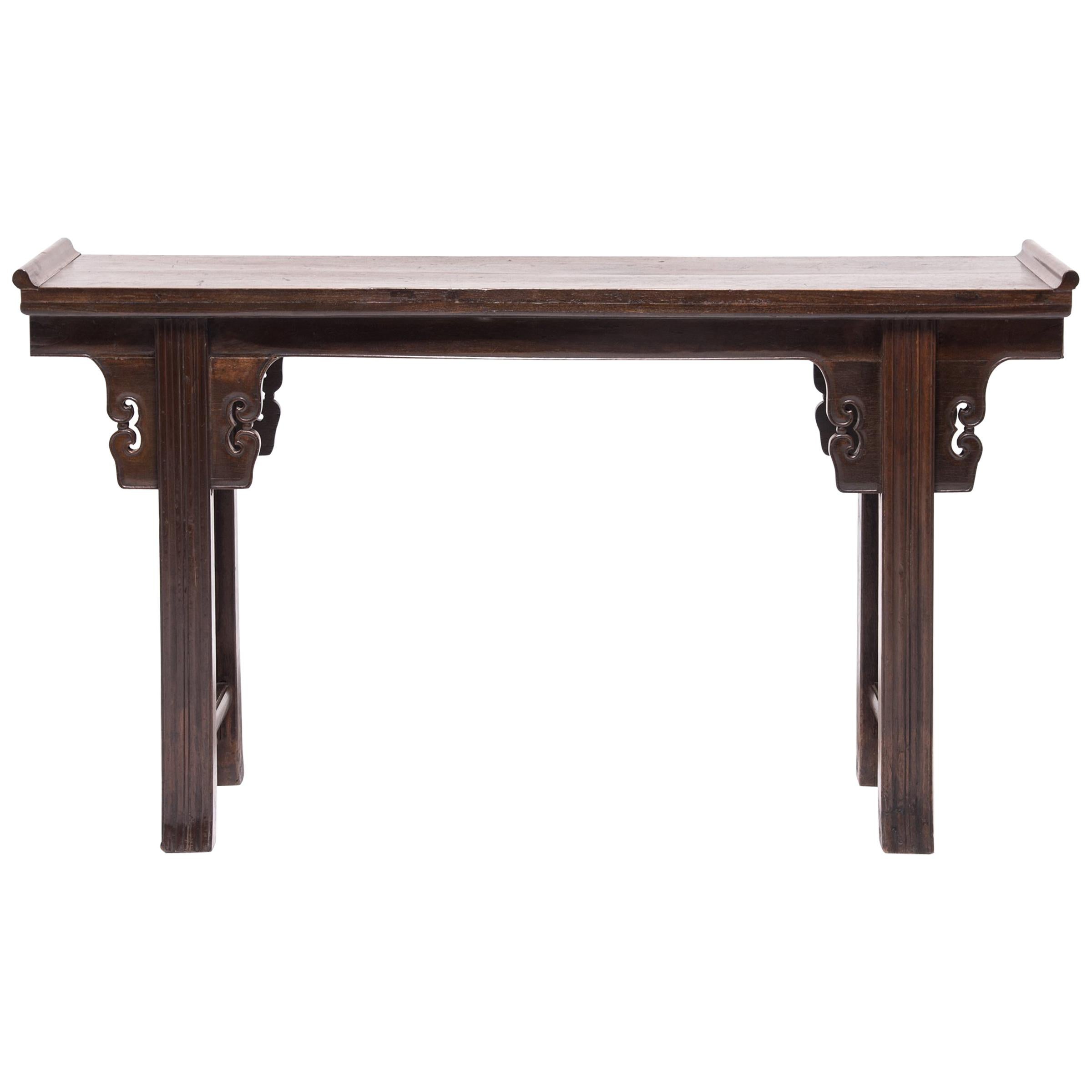 Chinese Altar Console Table with Everted Ends, c. 1850