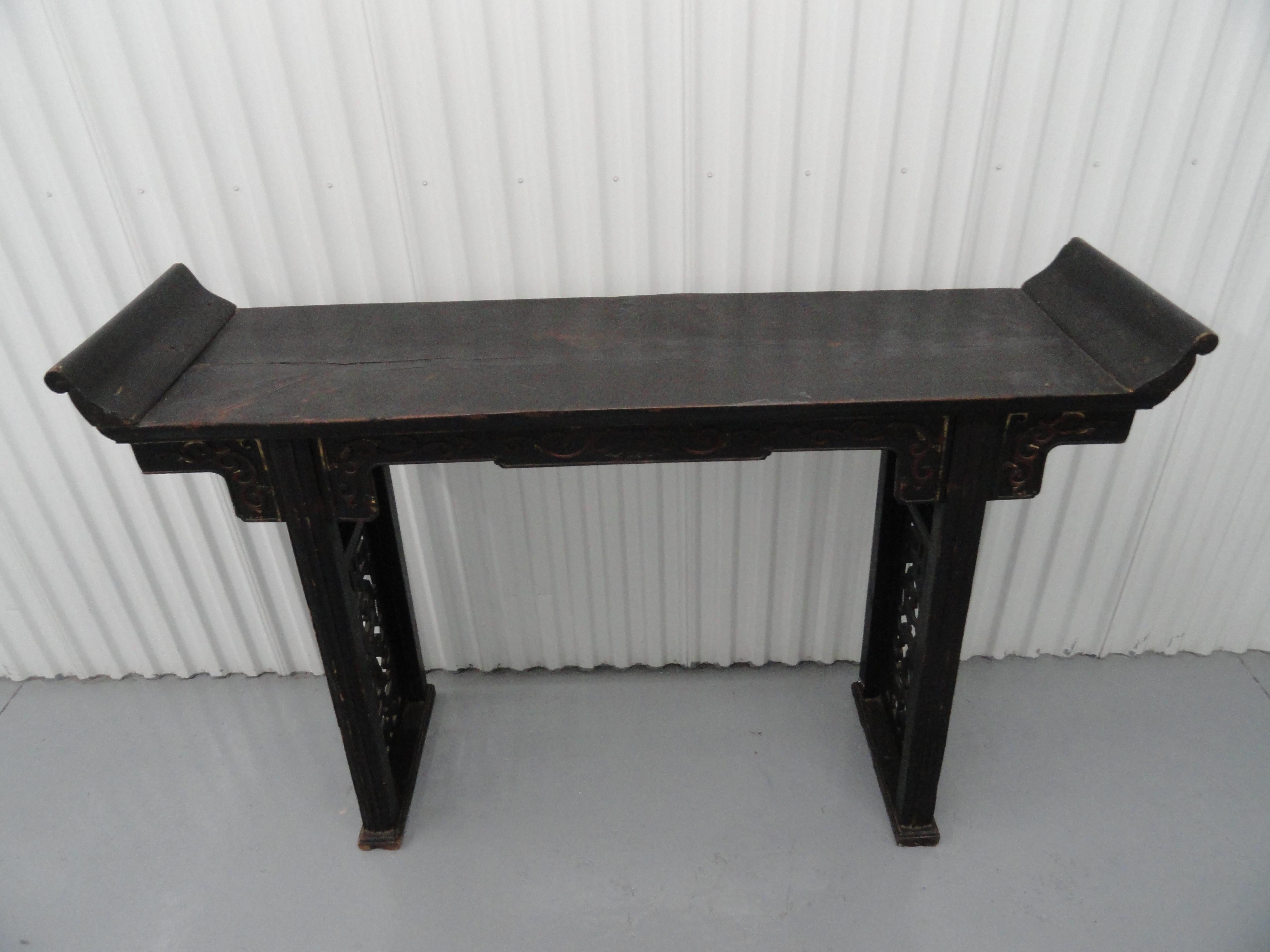 Possible late 19th century (possibly much earlier) Chinese altar table. With cloud spandrels.
 
