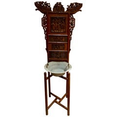 19th Century Chinese Altar Wash Basin Carved Stand