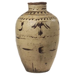 Récipients de rangement chinois anciens en terre cuite peinte du 19ème siècle