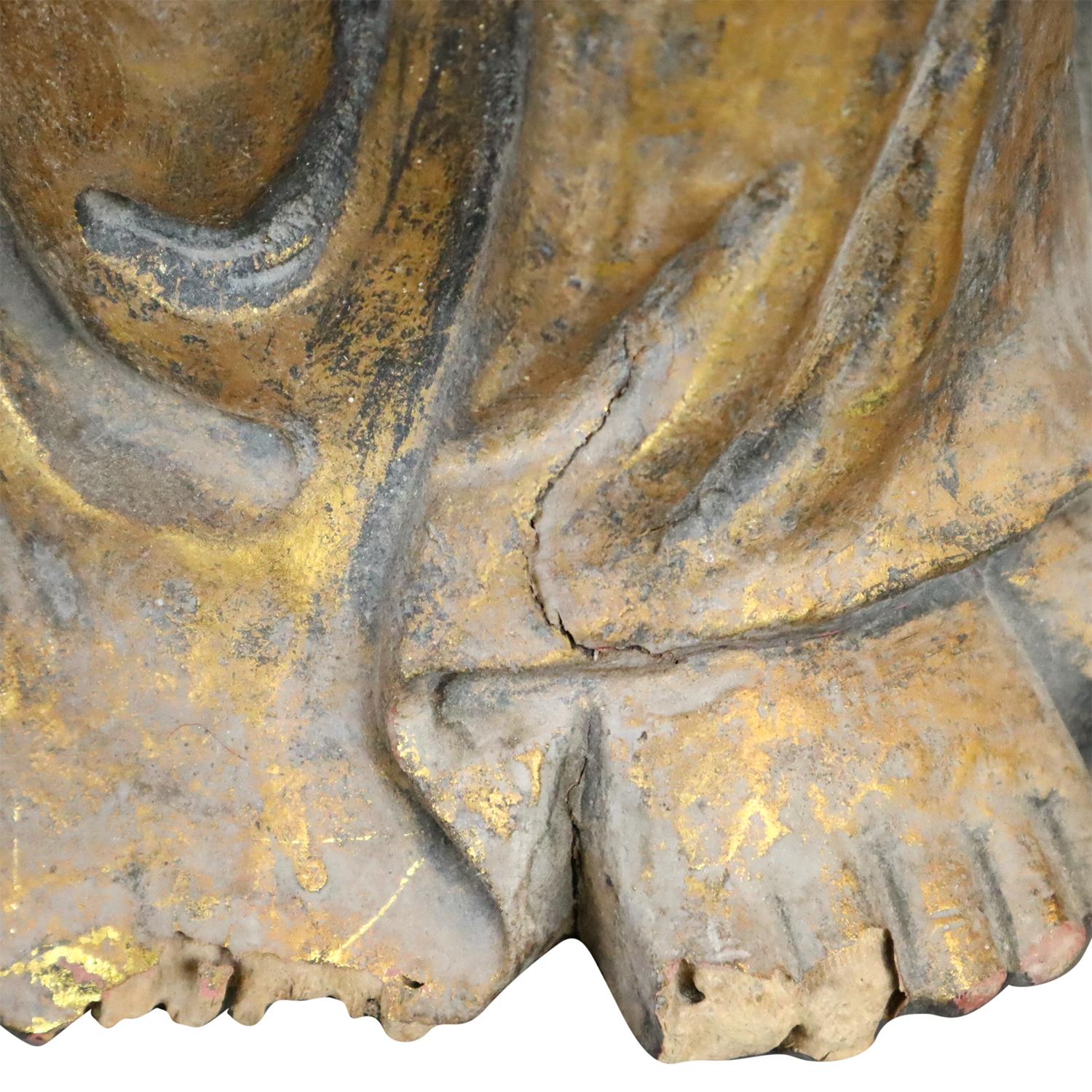 Chinesische antike Holzfigur des Medizin Buddha Bhaishajyaguru aus dem 19. Jahrhundert im Angebot 7