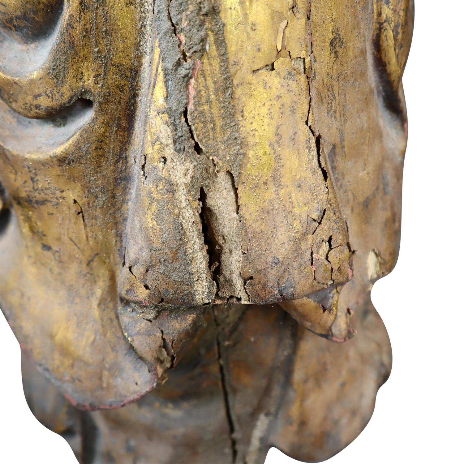 Chinesische antike Holzfigur des Medizin Buddha Bhaishajyaguru aus dem 19. Jahrhundert im Angebot 2