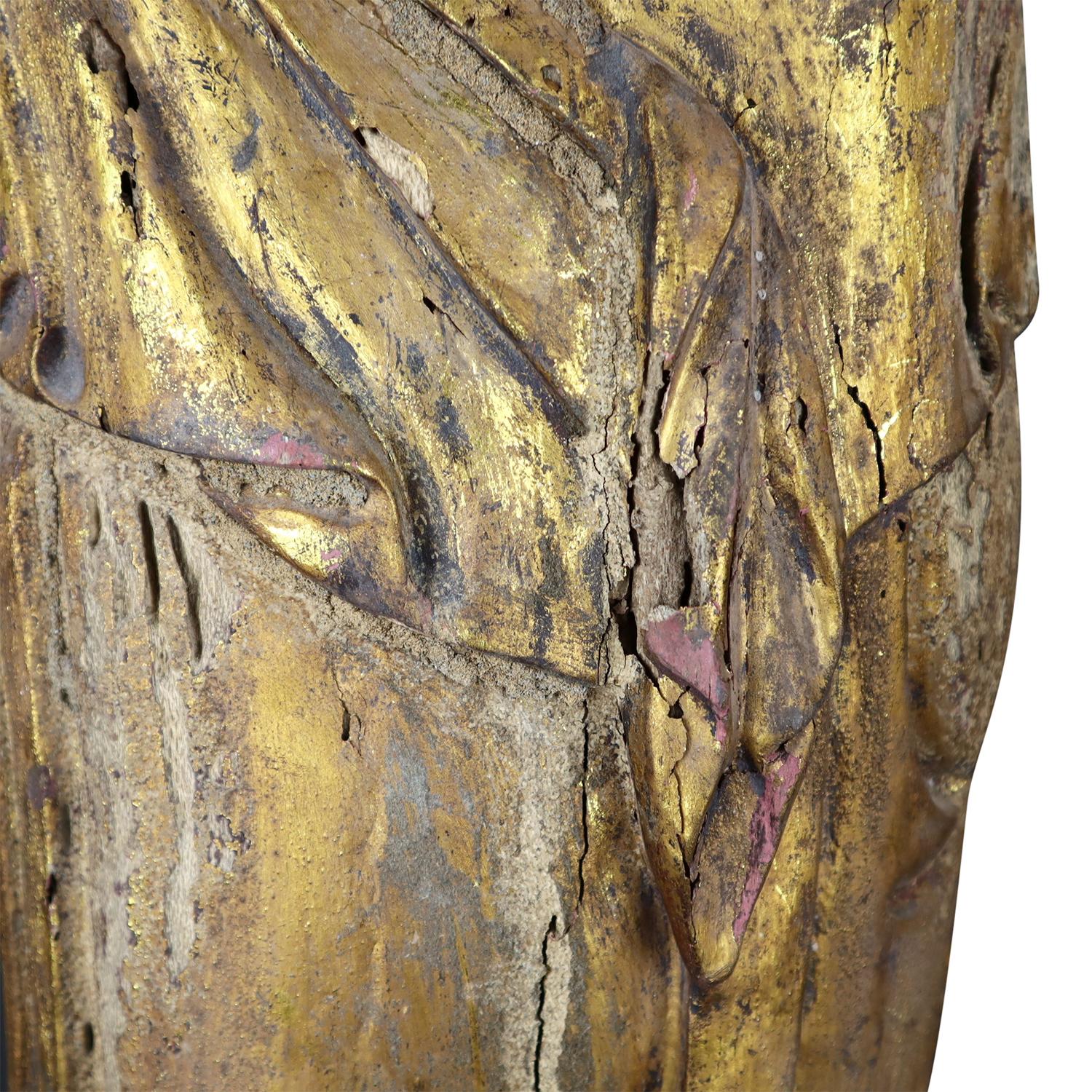 Chinesische antike Holzfigur des Medizin Buddha Bhaishajyaguru aus dem 19. Jahrhundert im Angebot 3