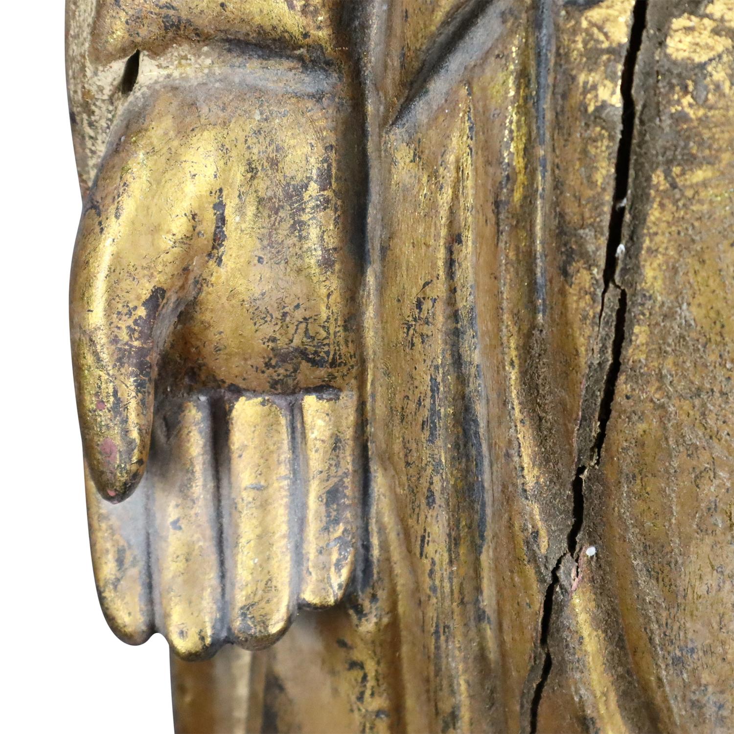 Chinesische antike Holzfigur des Medizin Buddha Bhaishajyaguru aus dem 19. Jahrhundert im Angebot 5