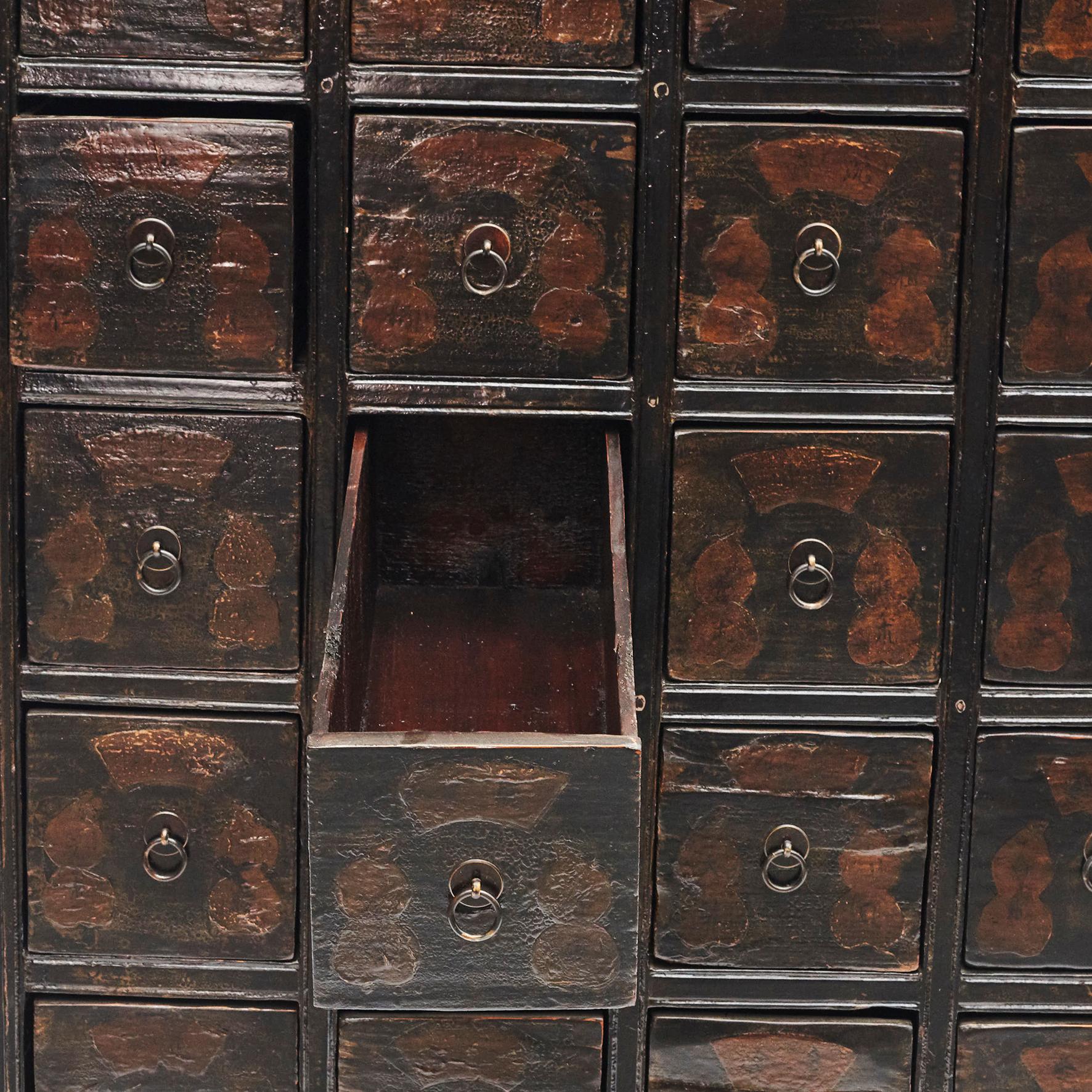 19th Century Chinese Apothecary Cabinet with 32 Drawers and Original Lacquer 4