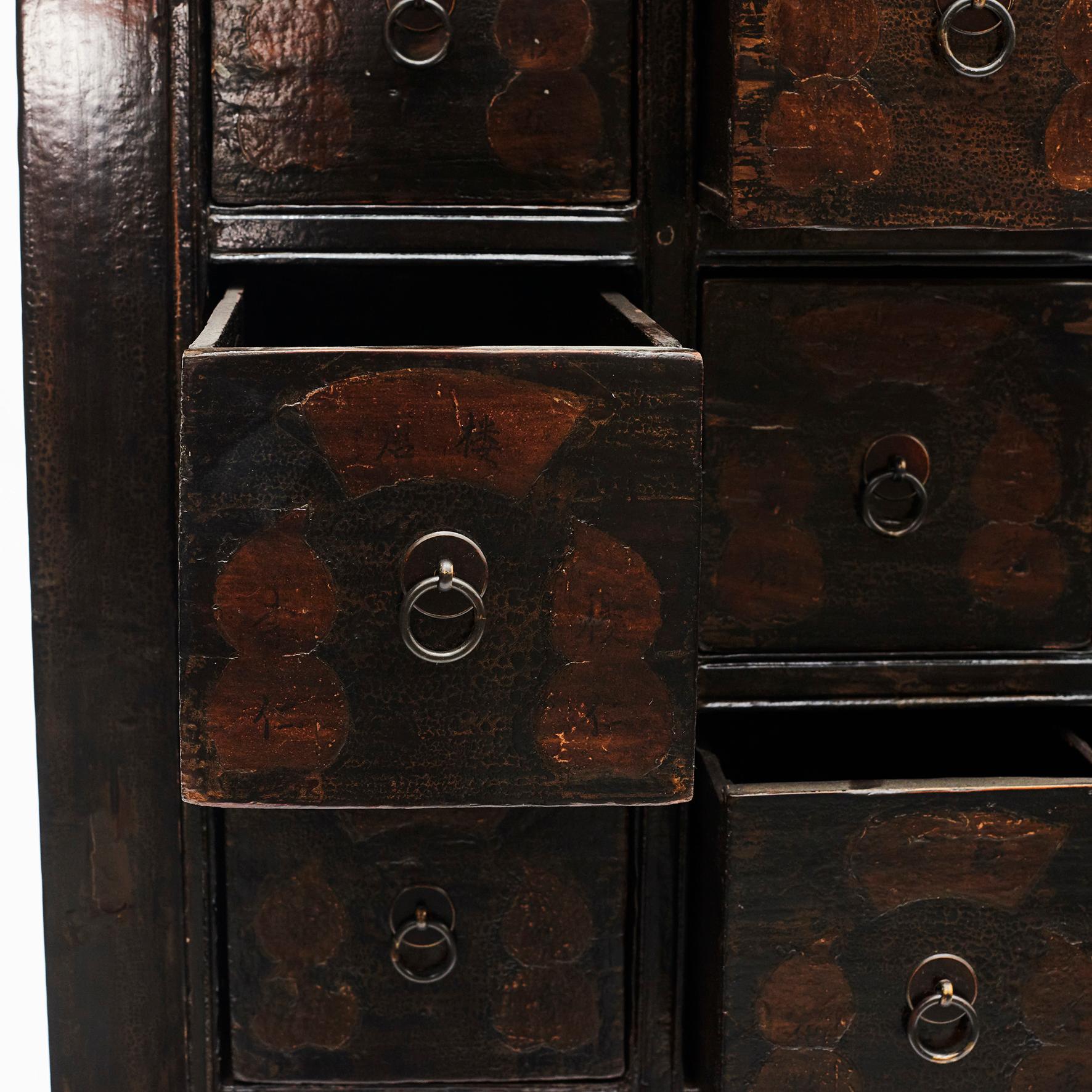 Qing 19th Century Chinese Apothecary Cabinet with 32 Drawers and Original Lacquer
