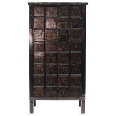 Antique 19th Century Chinese Apothecary Cabinet with 32 Drawers and Original Lacquer