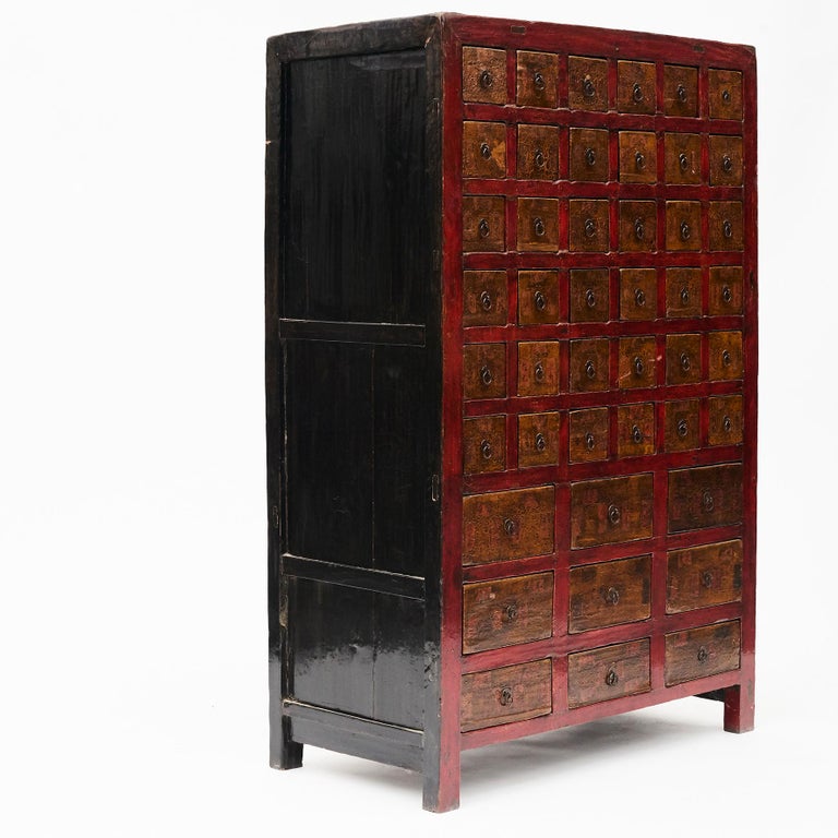 Lacquered 19th Century Chinese Apothecary Medicine Cabinet with 45 Drawers For Sale