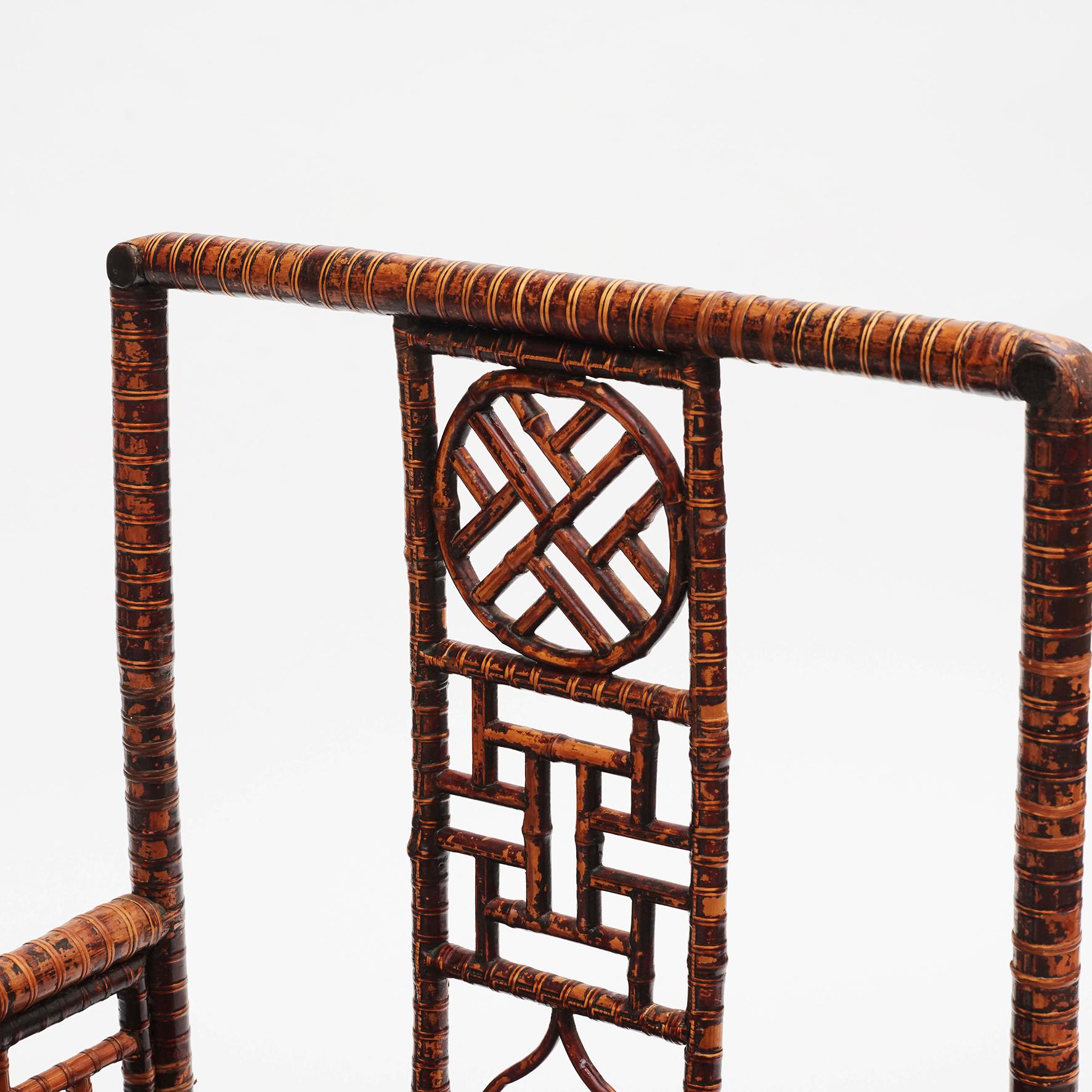 Qing 19th Century Chinese Bamboo Armchair For Sale