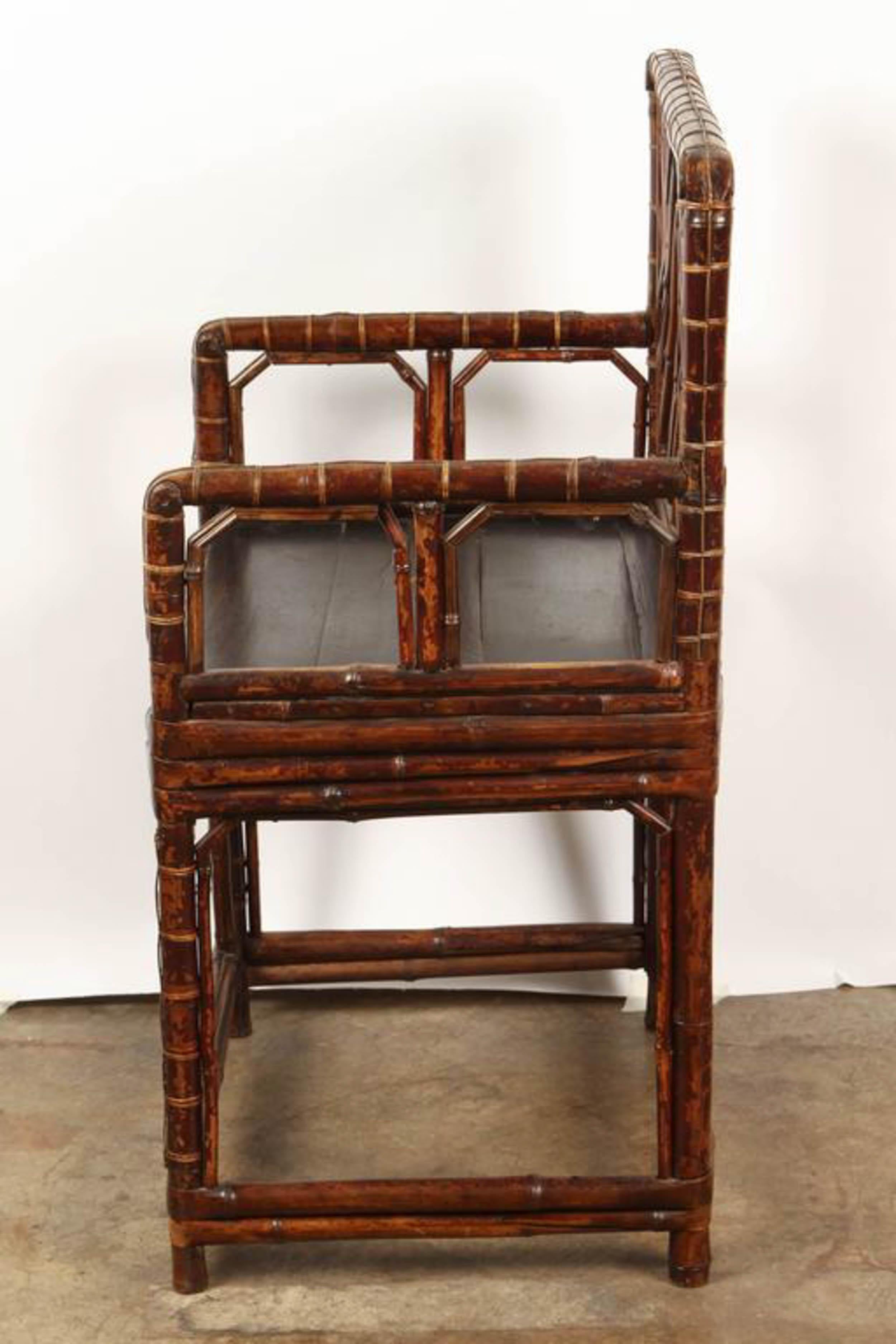 19th Century Chinese Bamboo Armchair In Good Condition For Sale In Pasadena, CA