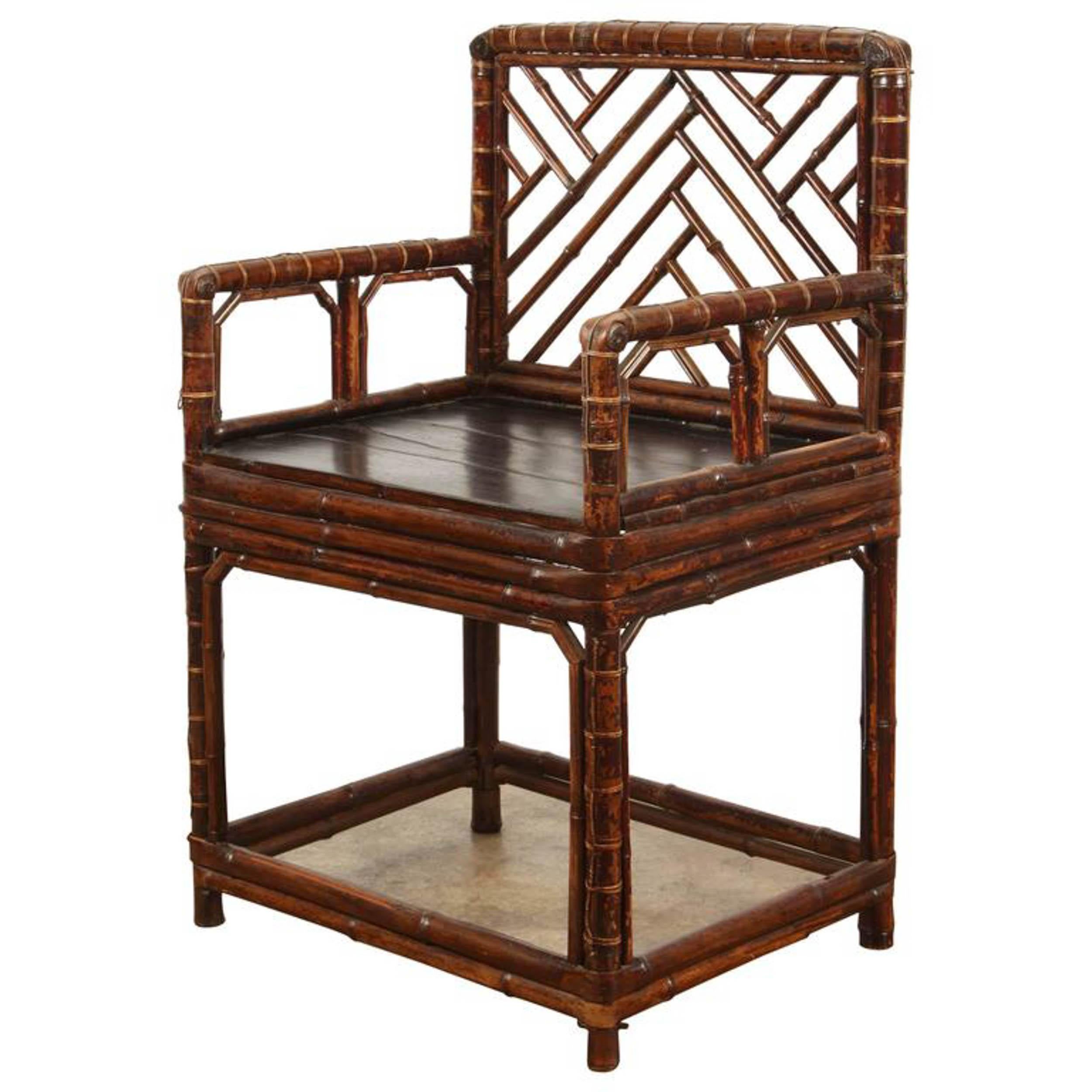 19th Century Chinese Bamboo Armchair For Sale 4