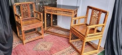 19th century Chinese bamboo Brighton Pavilion chairs and side table