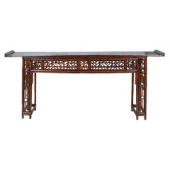 19th Century Chinese Bamboo-Carved Console Table